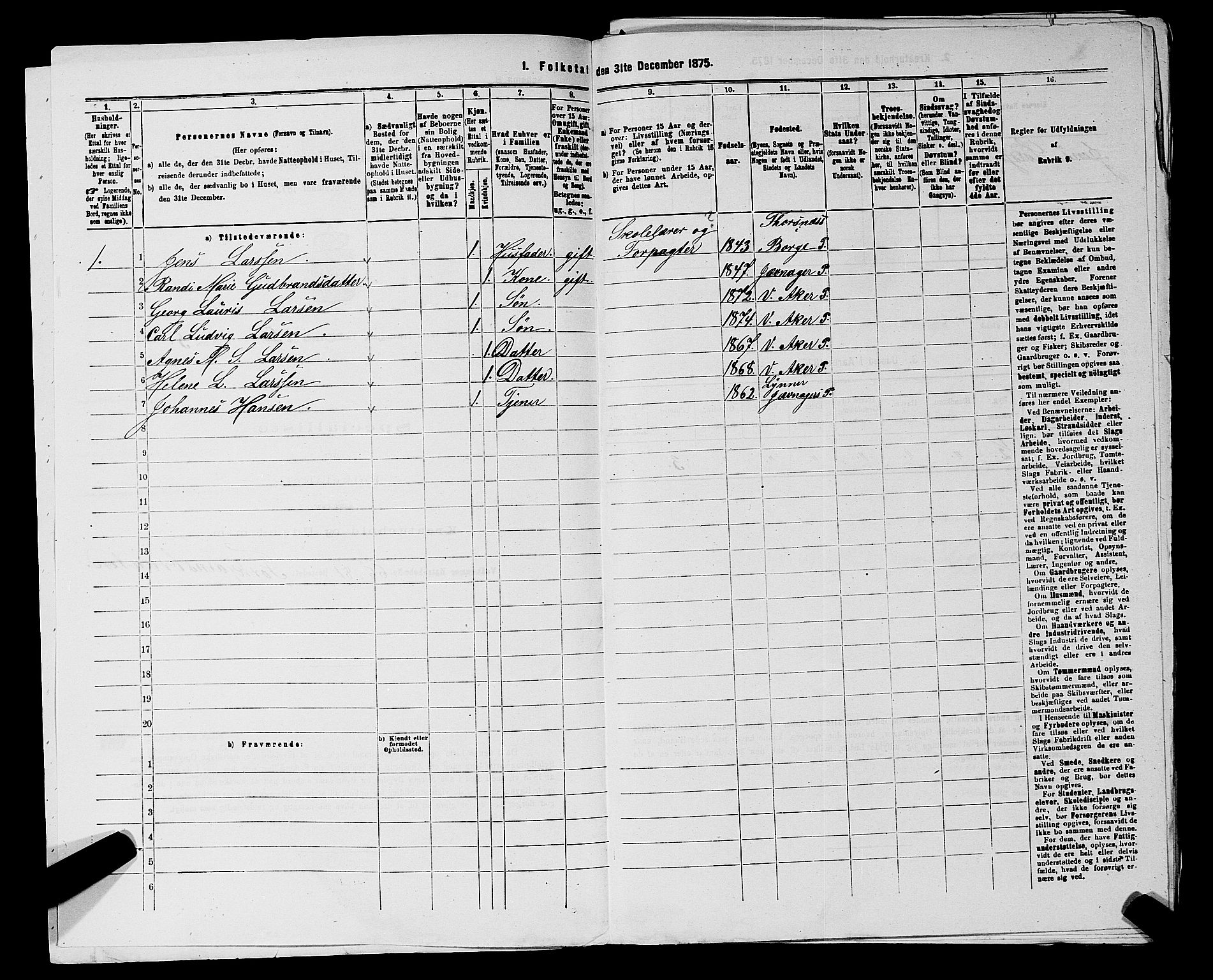 RA, 1875 census for 0218aP Vestre Aker, 1875, p. 813