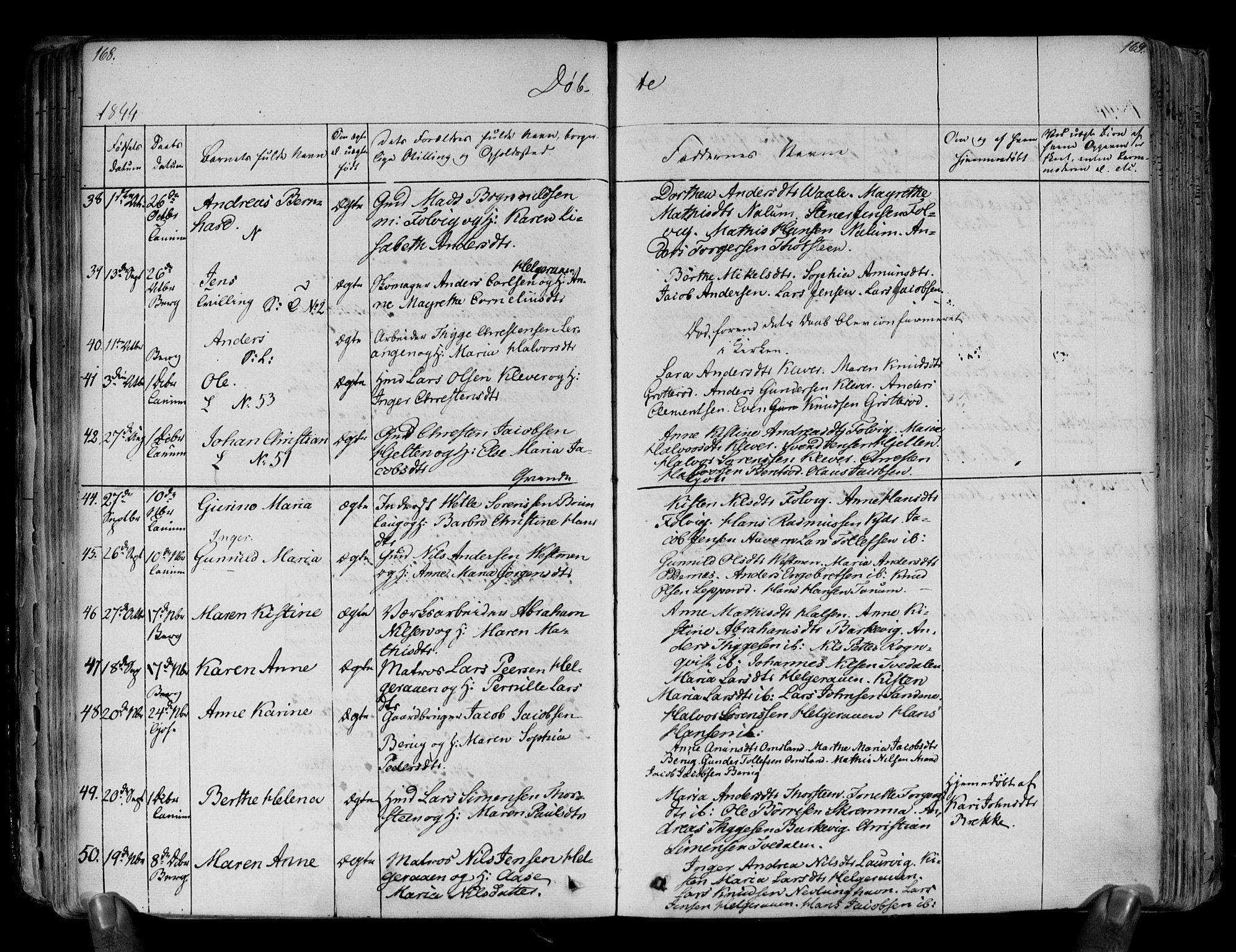 Brunlanes kirkebøker, SAKO/A-342/F/Fa/L0003: Parish register (official) no. I 3, 1834-1845, p. 168-169