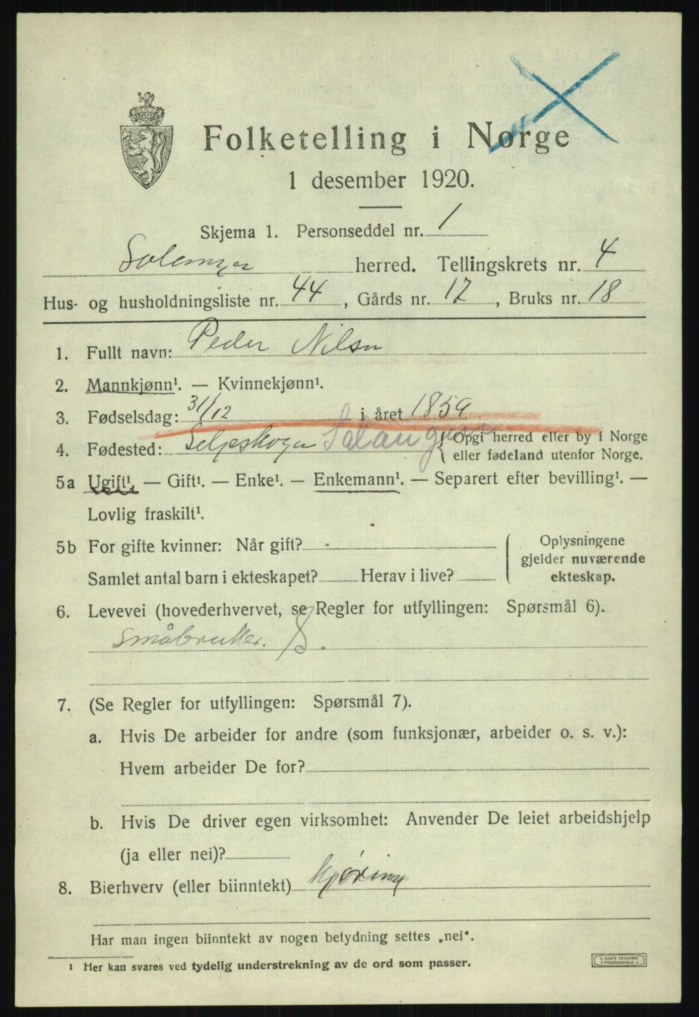 SATØ, 1920 census for Salangen, 1920, p. 2792