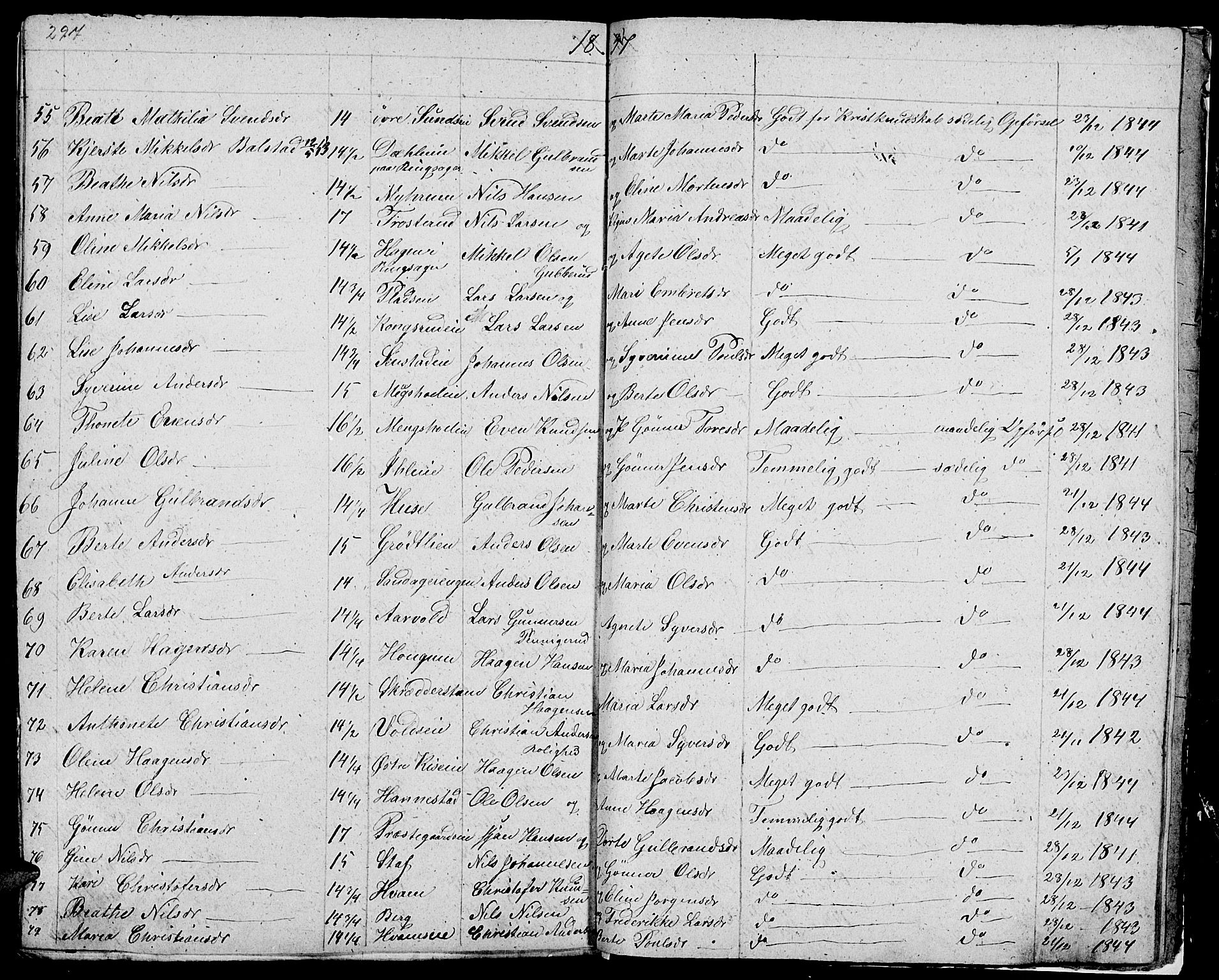 Nes prestekontor, Hedmark, AV/SAH-PREST-020/L/La/L0004: Parish register (copy) no. 4, 1832-1861, p. 297