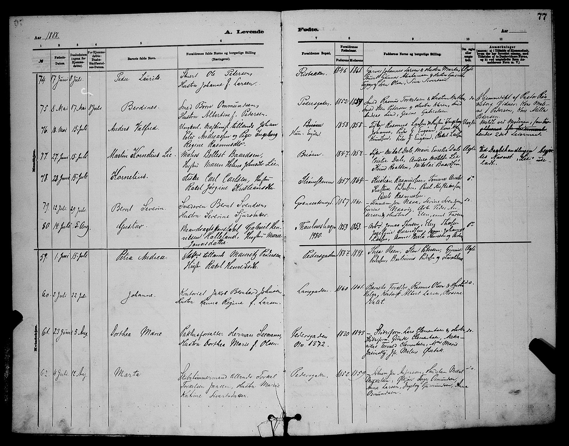 St. Johannes sokneprestkontor, AV/SAST-A-101814/001/30/30BB/L0001: Parish register (copy) no. B 1, 1885-1897, p. 77