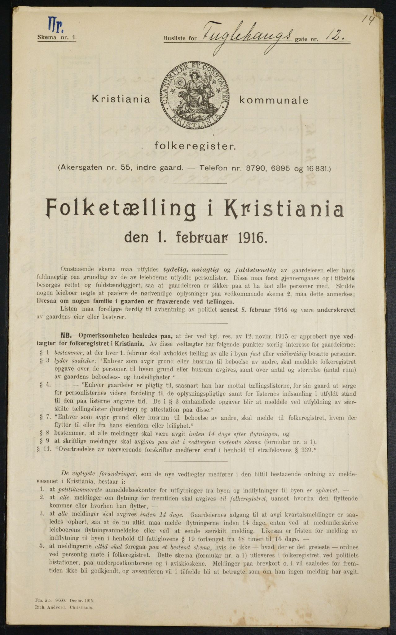 OBA, Municipal Census 1916 for Kristiania, 1916, p. 28965