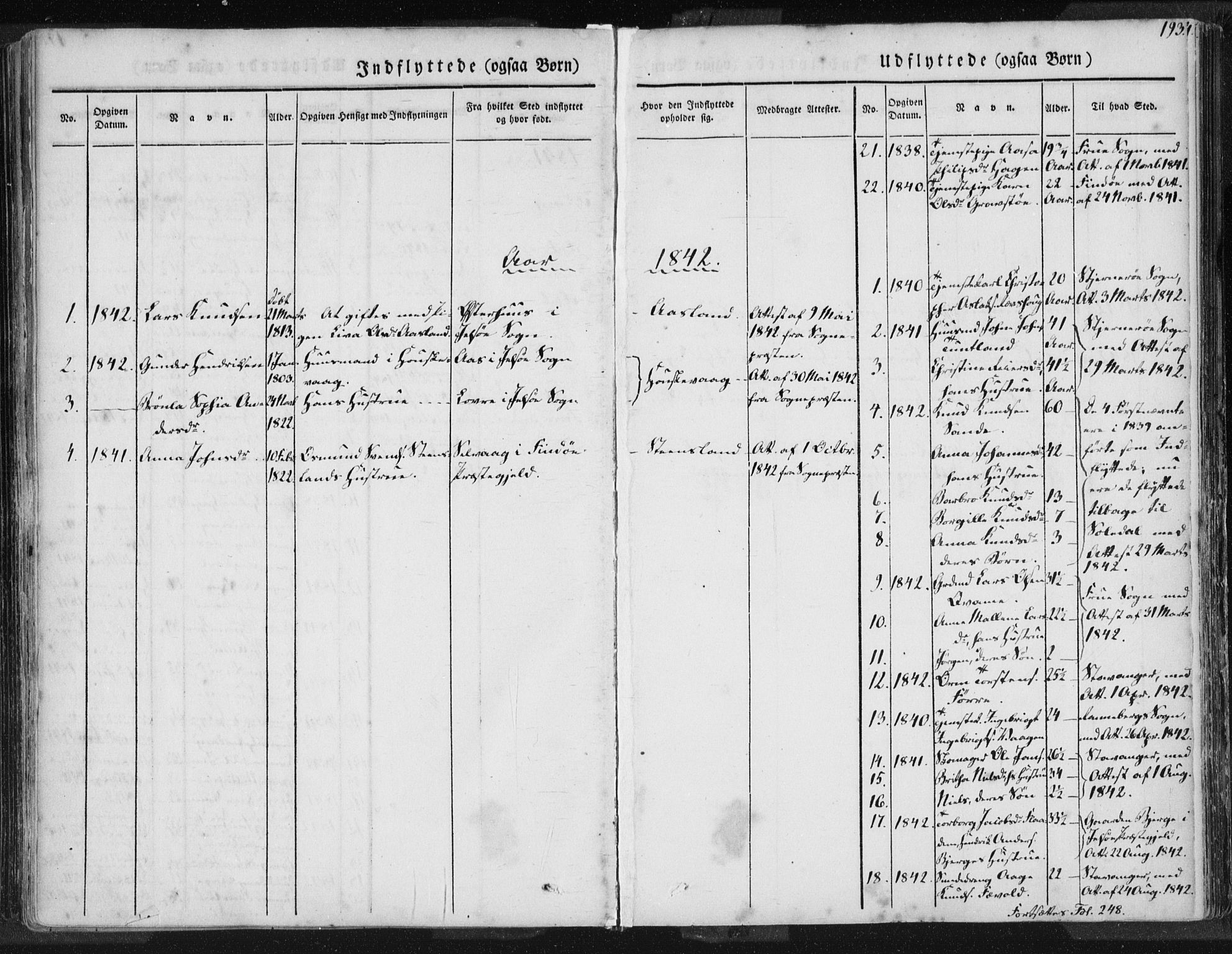 Hjelmeland sokneprestkontor, SAST/A-101843/01/IV/L0006: Parish register (official) no. A 6, 1834-1845, p. 193