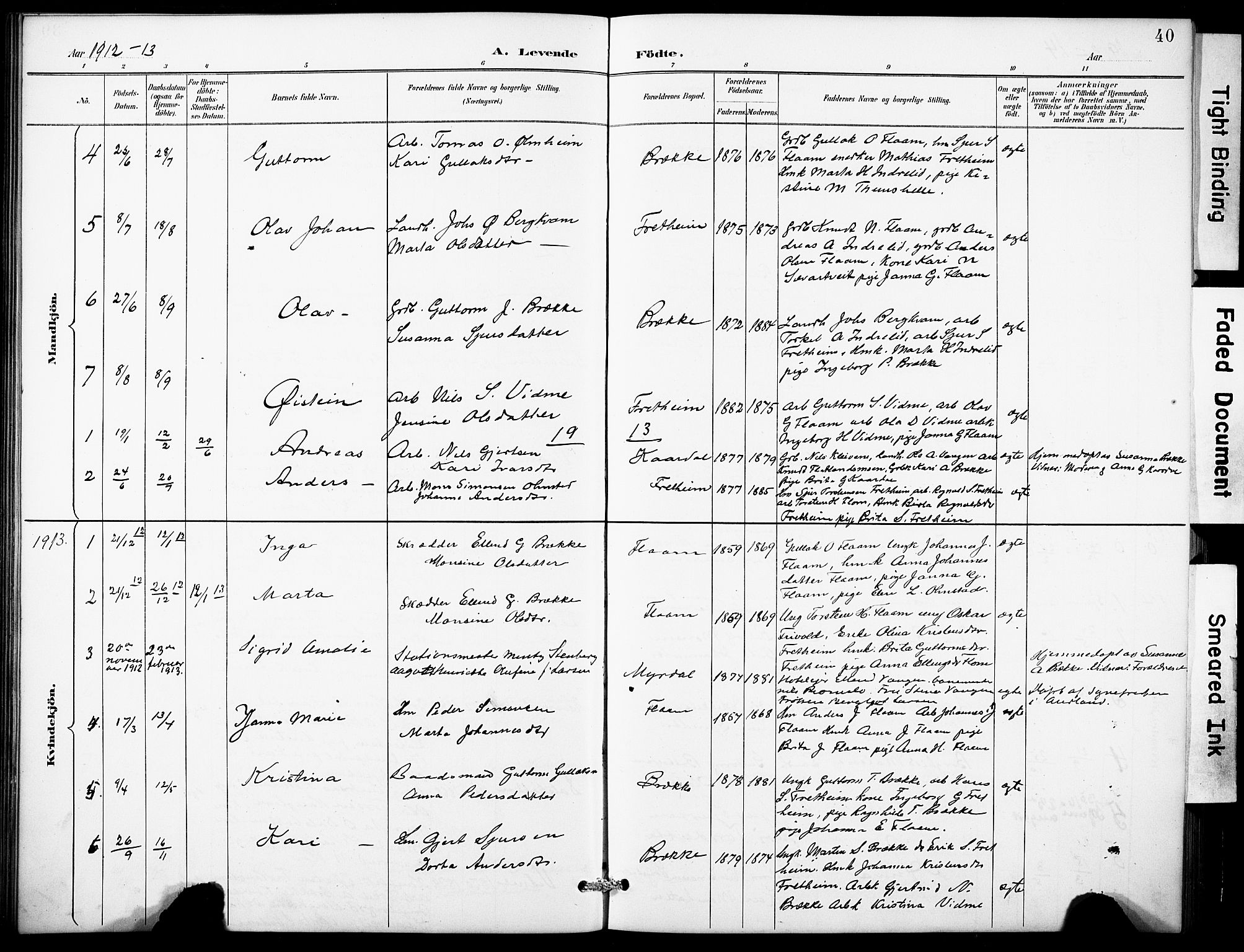 Aurland sokneprestembete, SAB/A-99937/H/Hb/Hbb/L0002: Parish register (copy) no. B 2, 1887-1929, p. 40