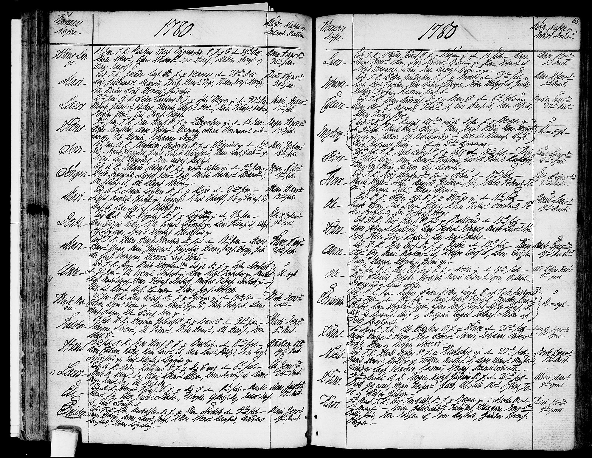 Asker prestekontor Kirkebøker, SAO/A-10256a/F/Fa/L0003: Parish register (official) no. I 3, 1767-1807, p. 65