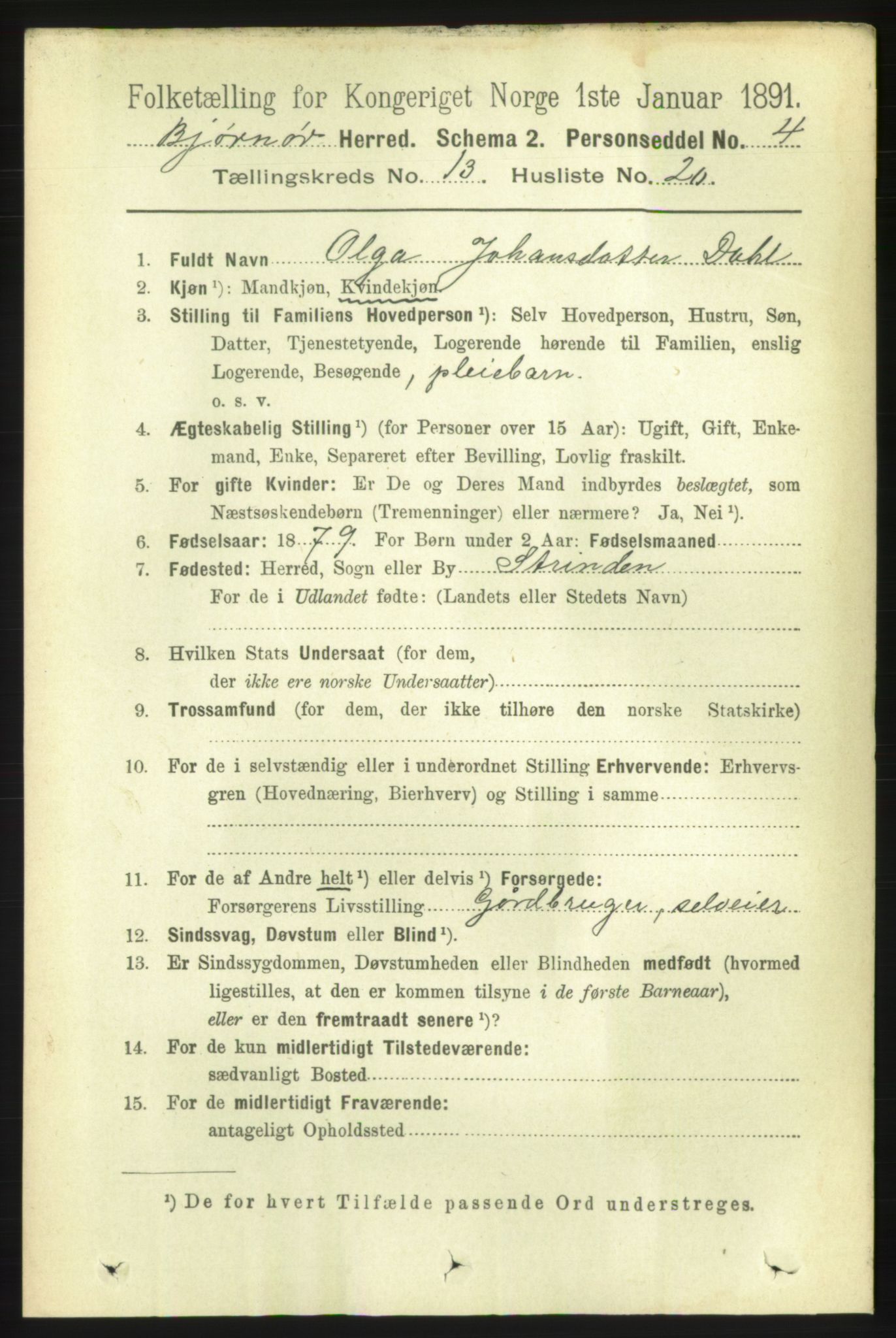 RA, 1891 census for 1632 Bjørnør, 1891, p. 5681