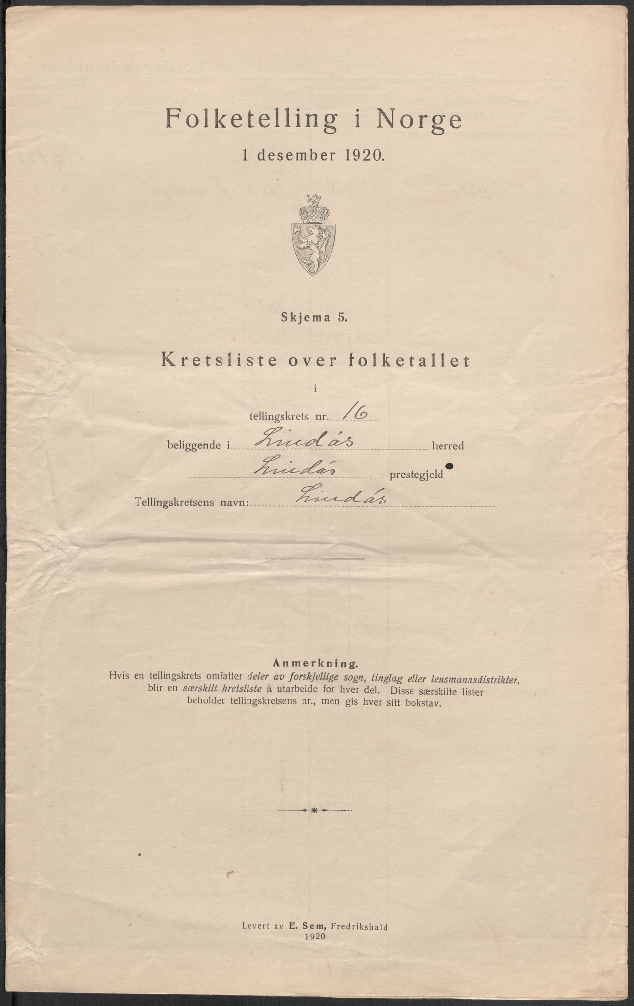 SAB, 1920 census for Lindås, 1920, p. 53