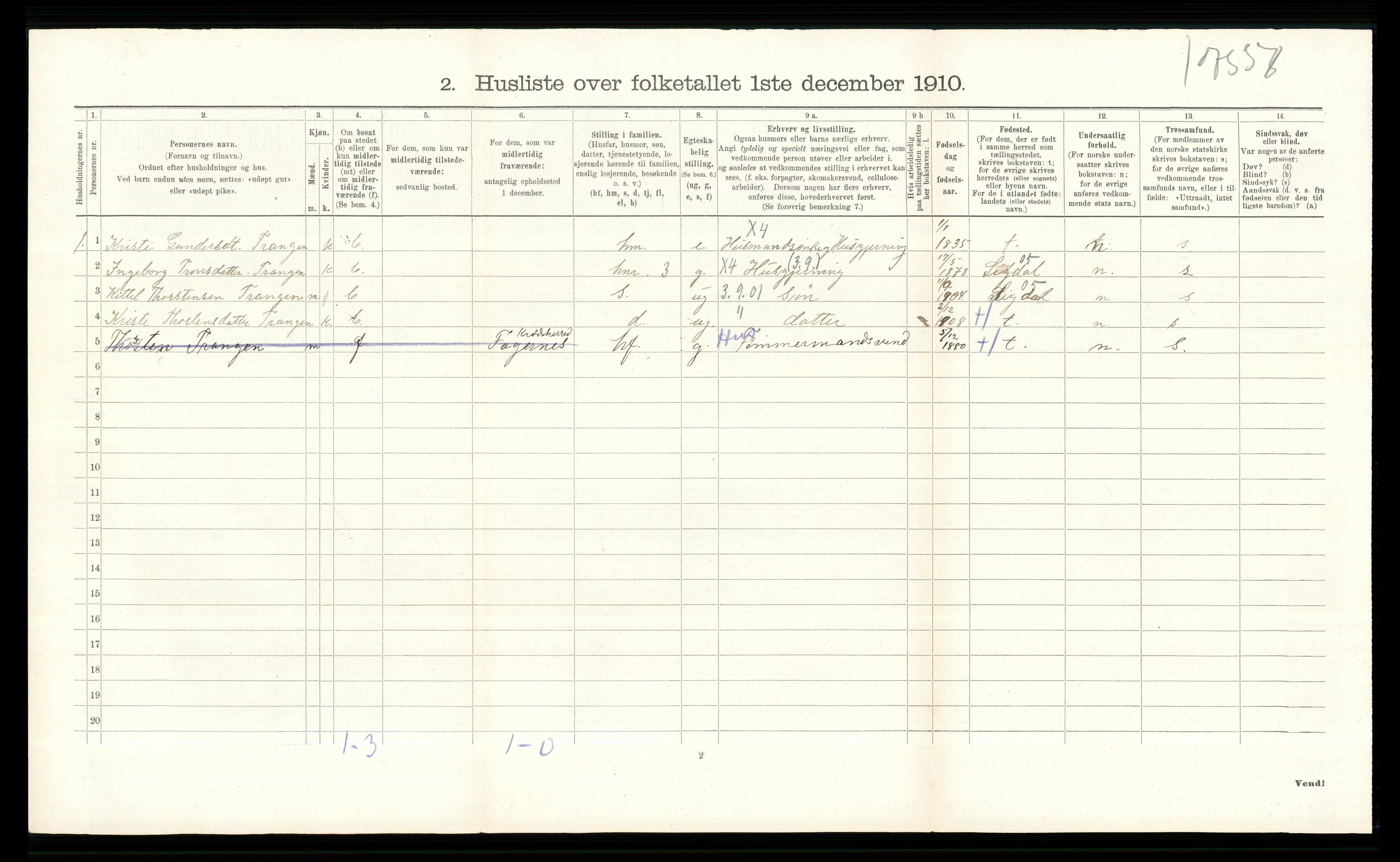 RA, 1910 census for Krødsherad, 1910, p. 526