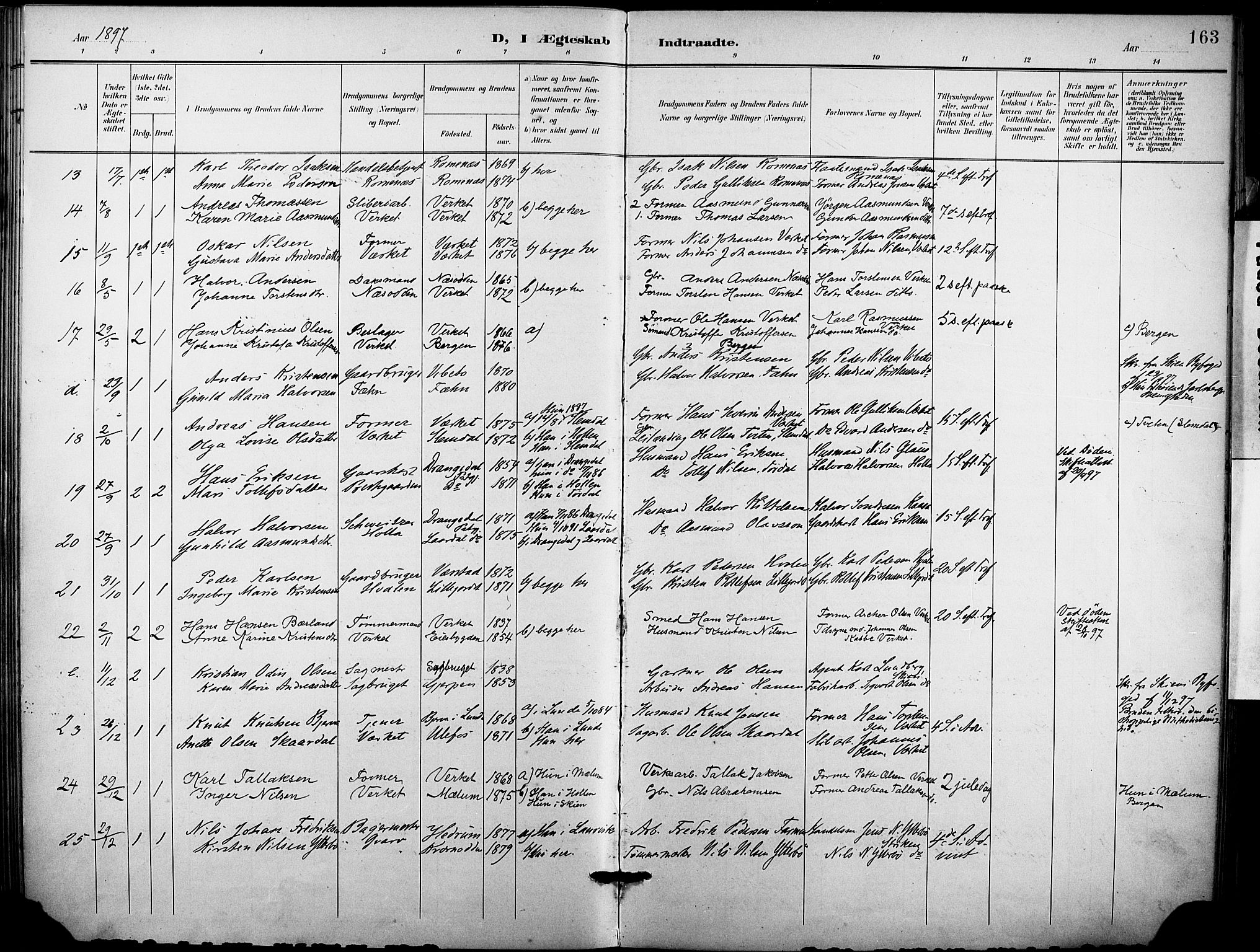 Holla kirkebøker, SAKO/A-272/F/Fa/L0010: Parish register (official) no. 10, 1897-1907, p. 163