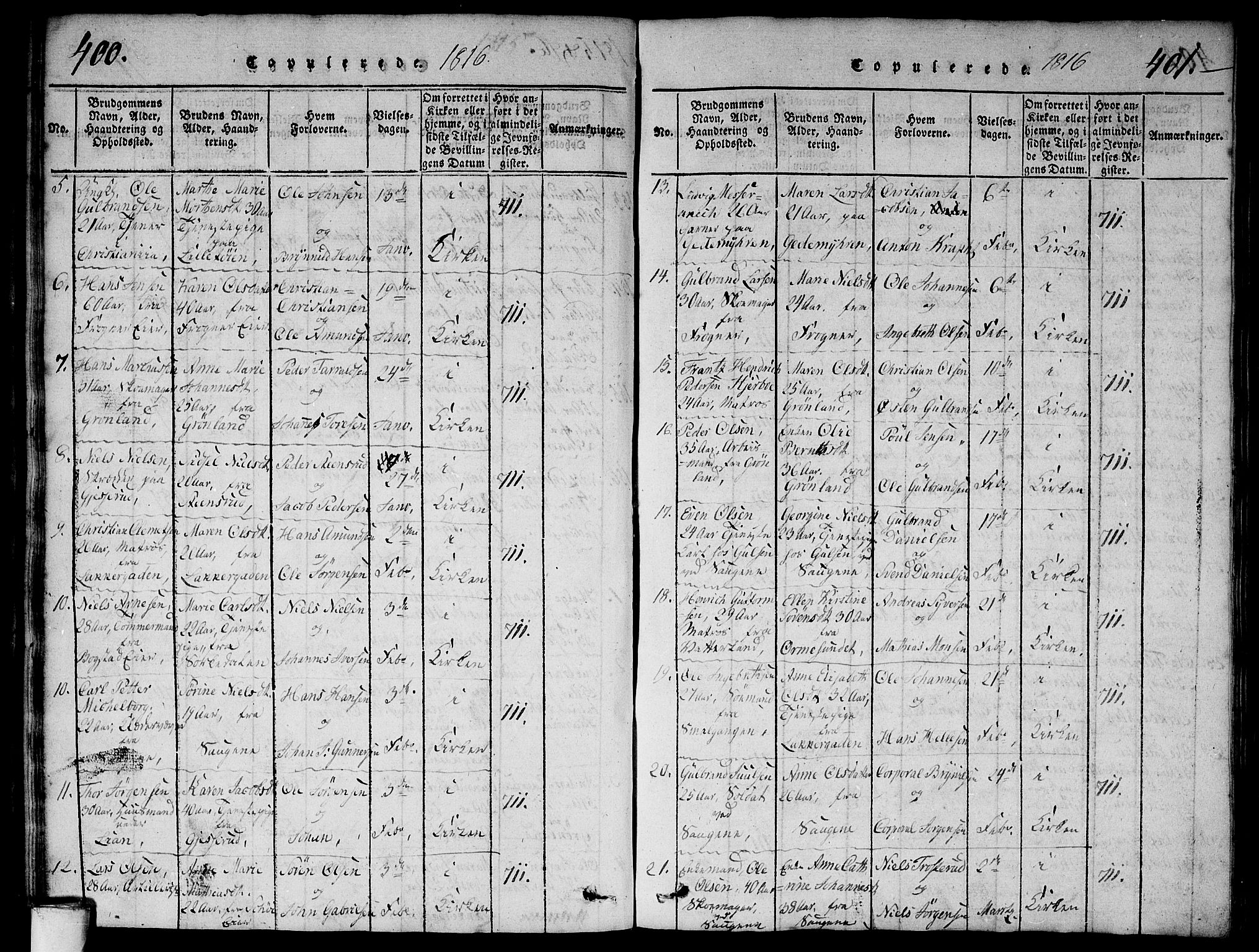 Aker prestekontor kirkebøker, AV/SAO-A-10861/G/L0002: Parish register (copy) no. 2, 1815-1819, p. 400-401