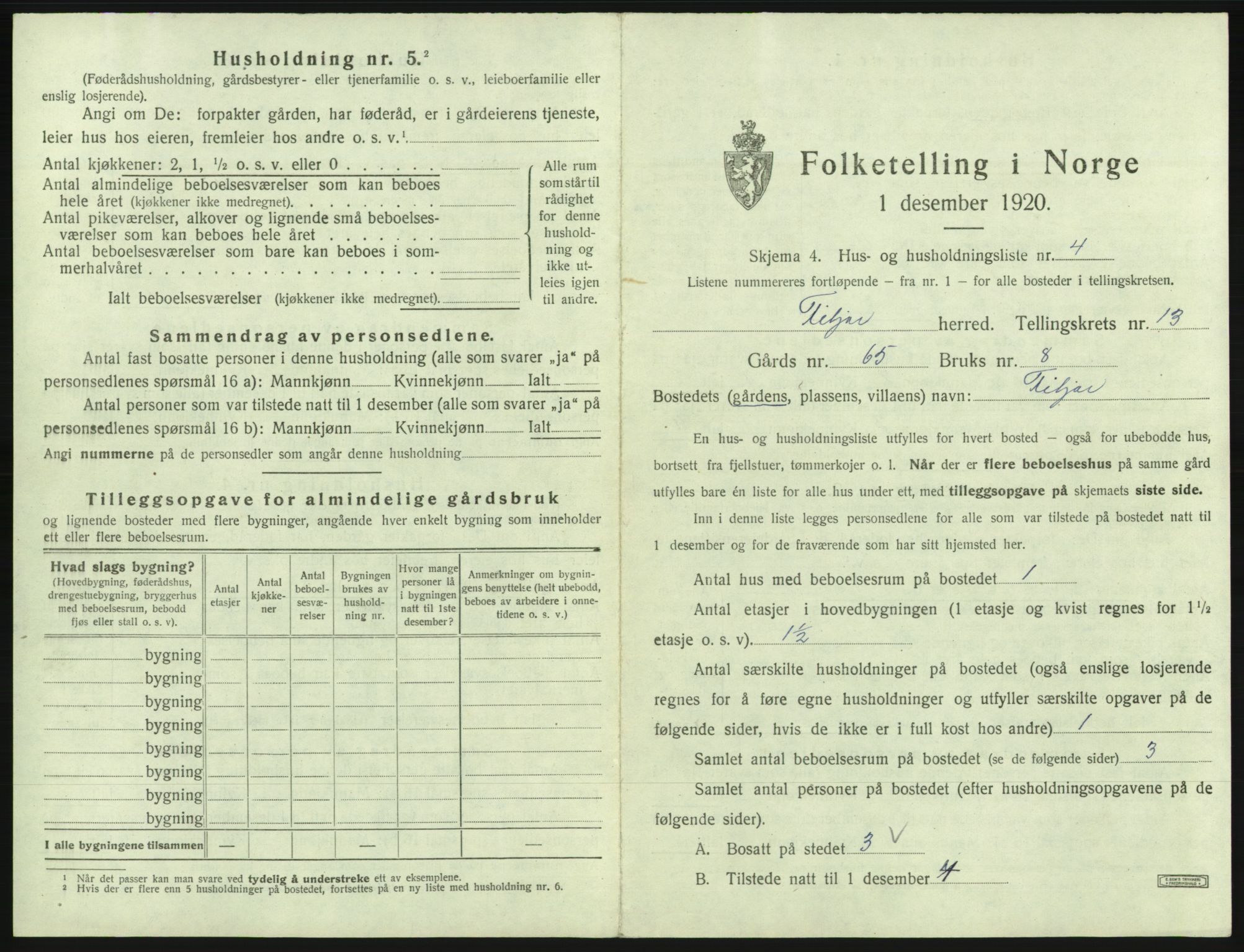 SAB, 1920 census for Fitjar, 1920, p. 732