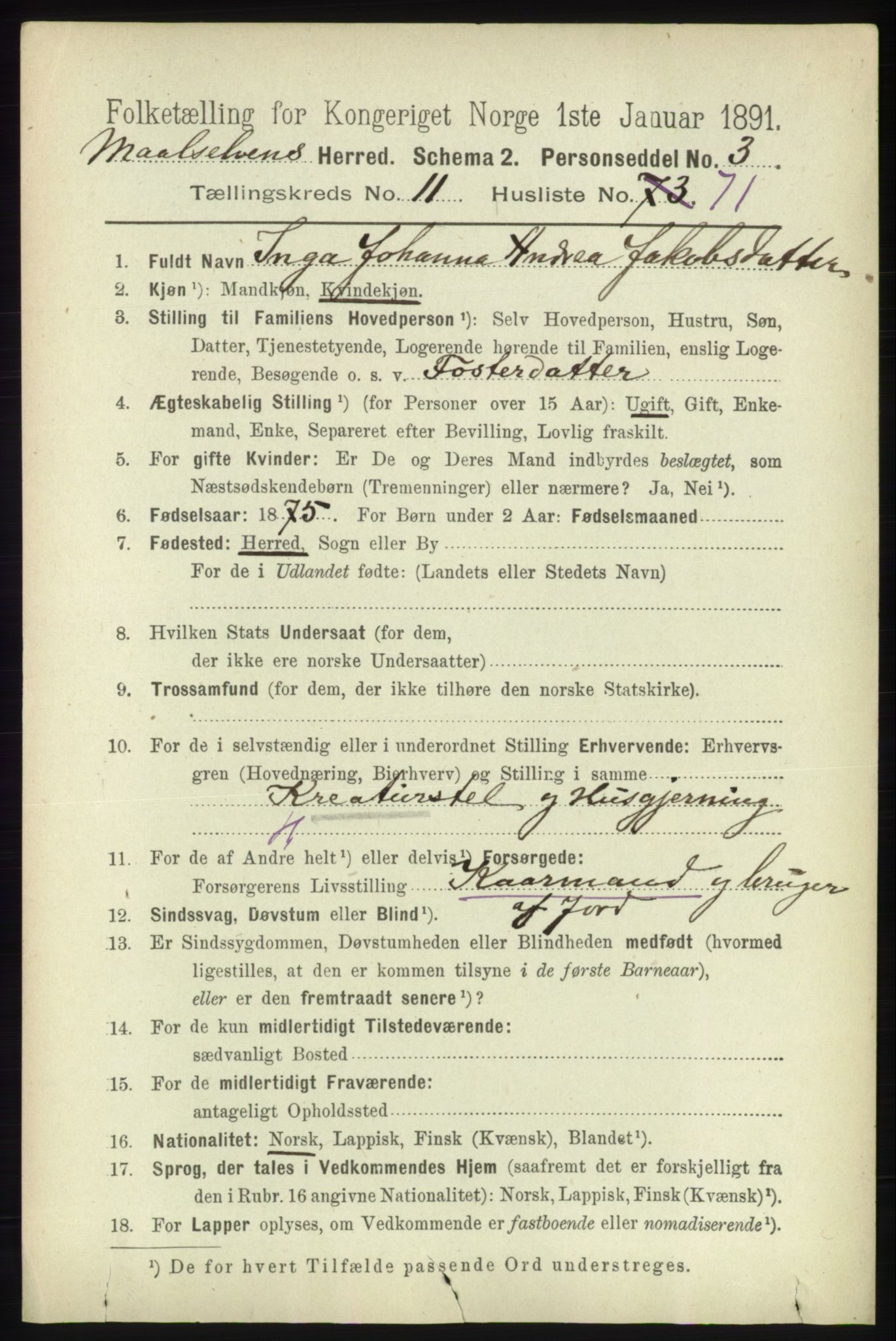 RA, 1891 census for 1924 Målselv, 1891, p. 3753