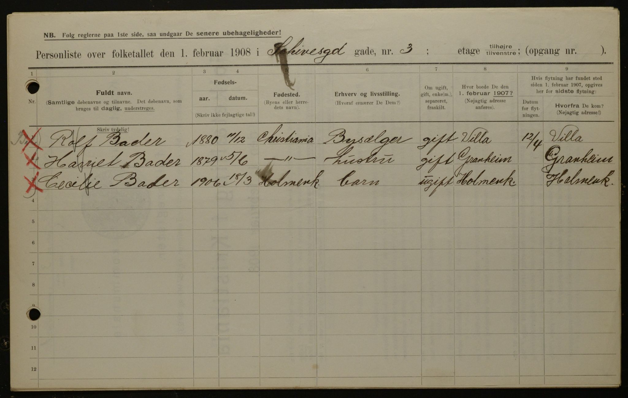 OBA, Municipal Census 1908 for Kristiania, 1908, p. 80727