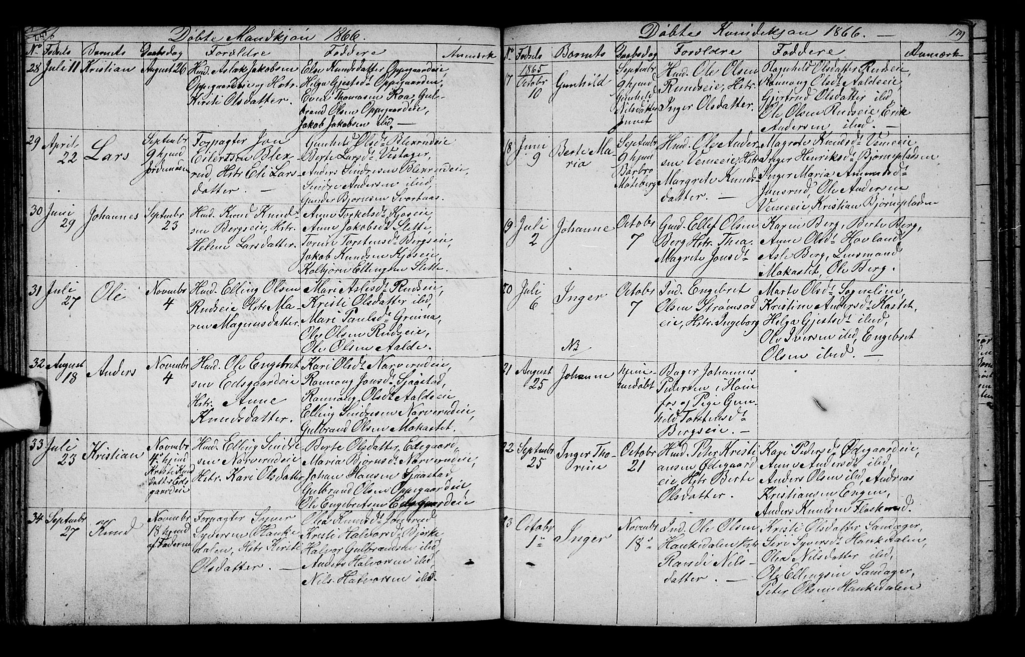 Lunder kirkebøker, SAKO/A-629/G/Ga/L0002: Parish register (copy) no. I 2, 1849-1868, p. 178-179