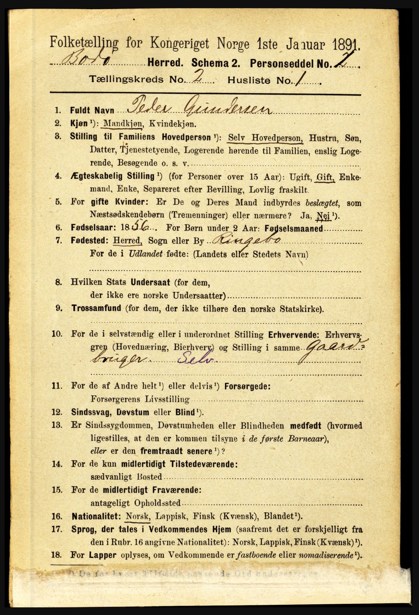 RA, 1891 census for 1843 Bodø, 1891, p. 670