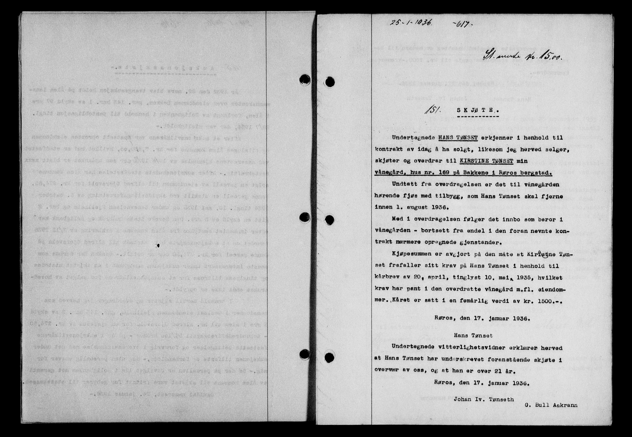Gauldal sorenskriveri, SAT/A-0014/1/2/2C/L0045: Mortgage book no. 47-49, 1935-1936, Deed date: 25.01.1936