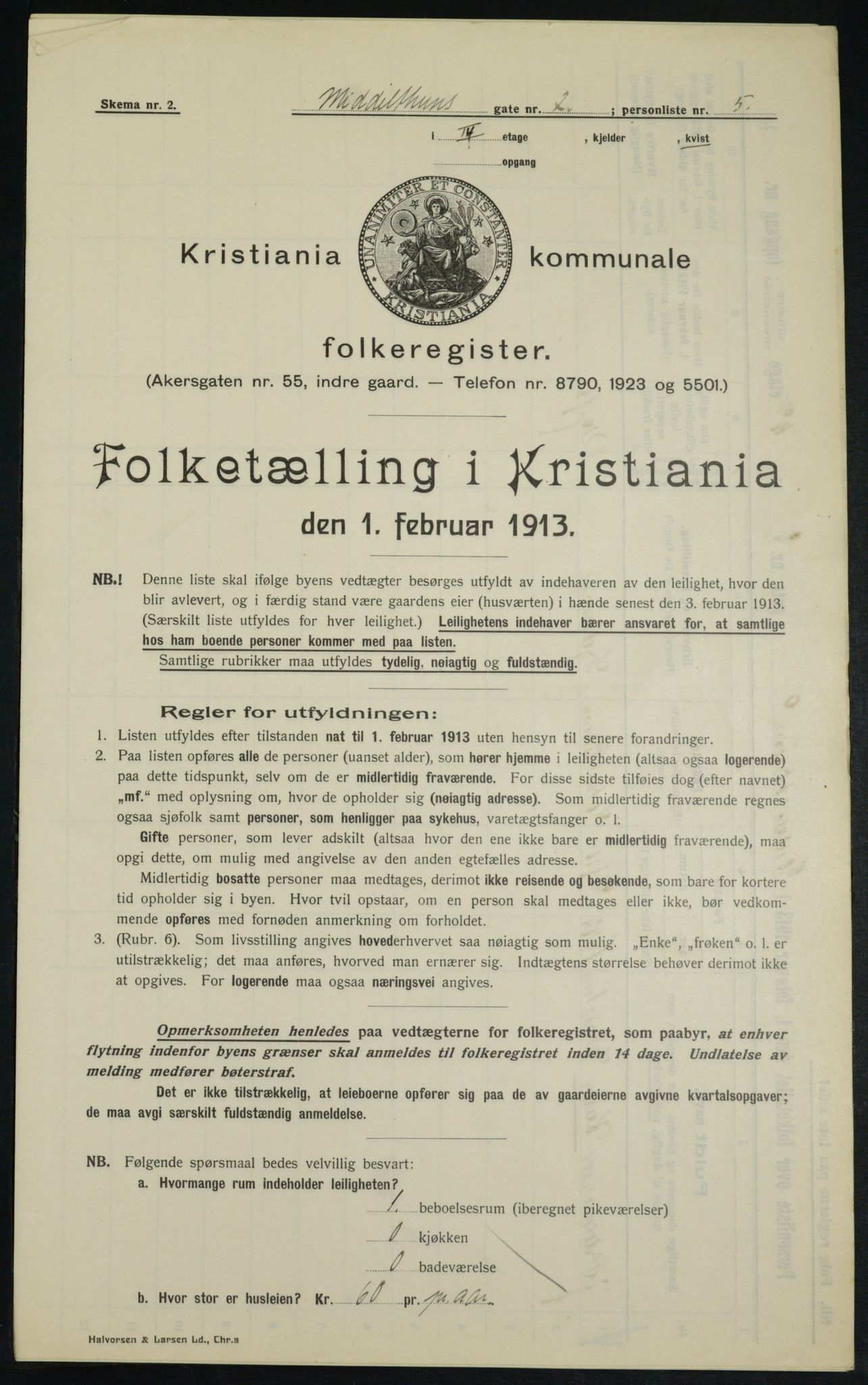 OBA, Municipal Census 1913 for Kristiania, 1913, p. 65232