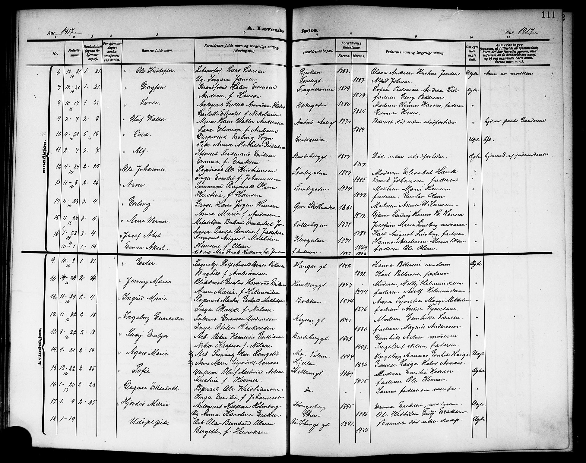 Skien kirkebøker, SAKO/A-302/G/Ga/L0009: Parish register (copy) no. 9, 1910-1920, p. 111