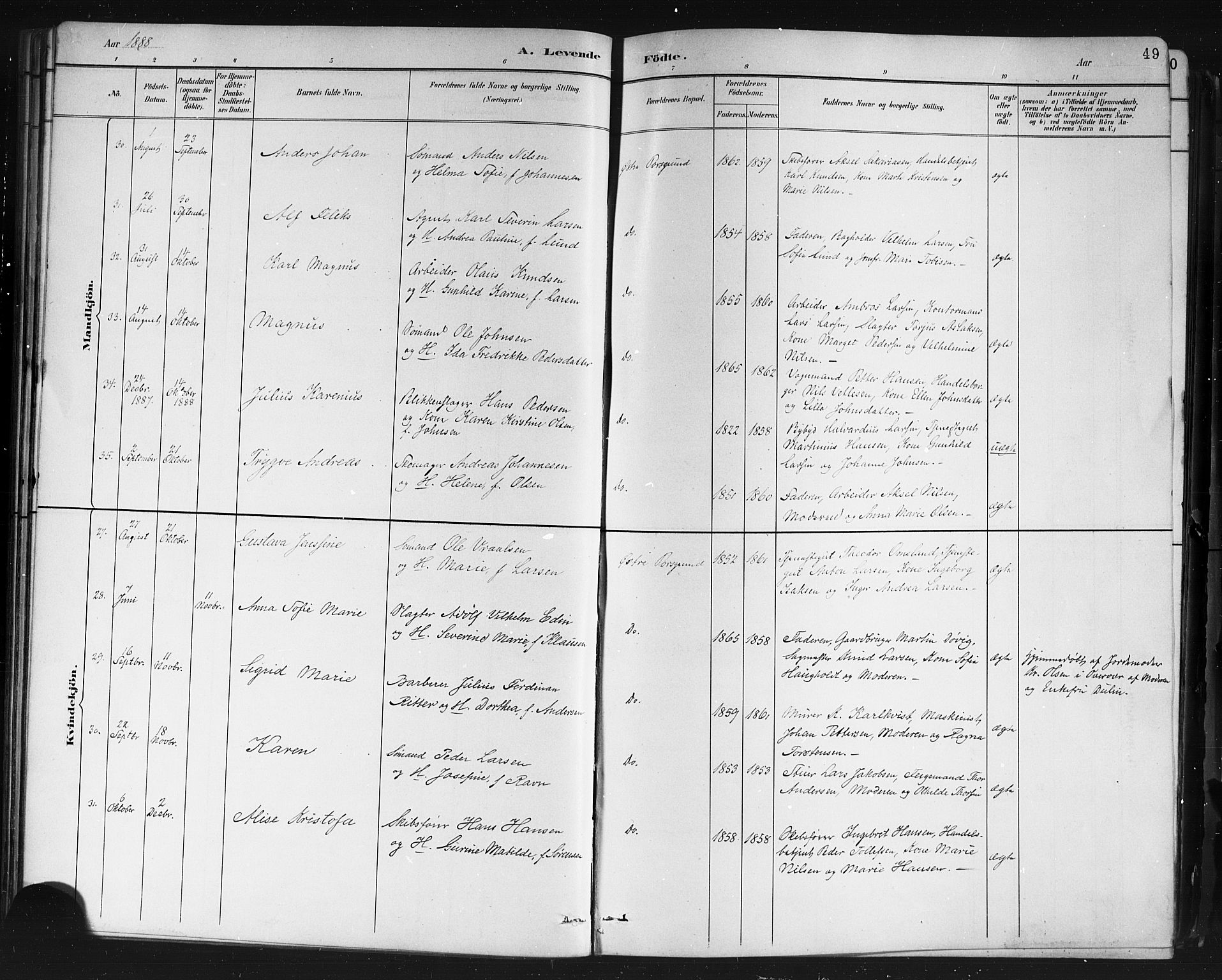 Porsgrunn kirkebøker , AV/SAKO-A-104/G/Gb/L0005: Parish register (copy) no. II 5, 1883-1915, p. 49