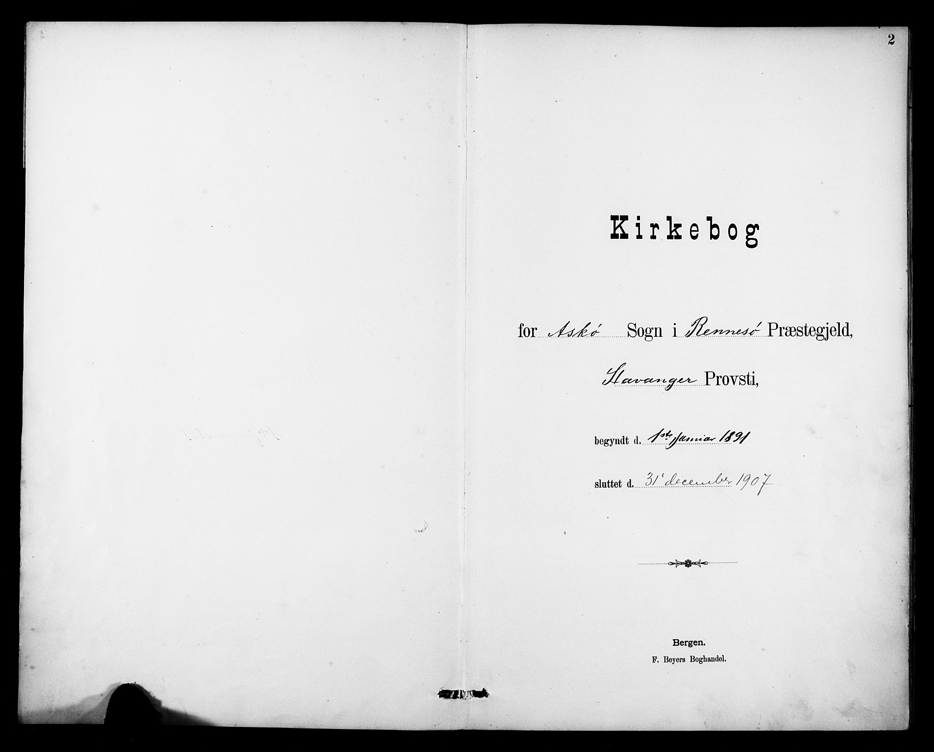 Rennesøy sokneprestkontor, SAST/A -101827/H/Ha/Haa/L0015: Parish register (official) no. A 15, 1891-1908, p. 2