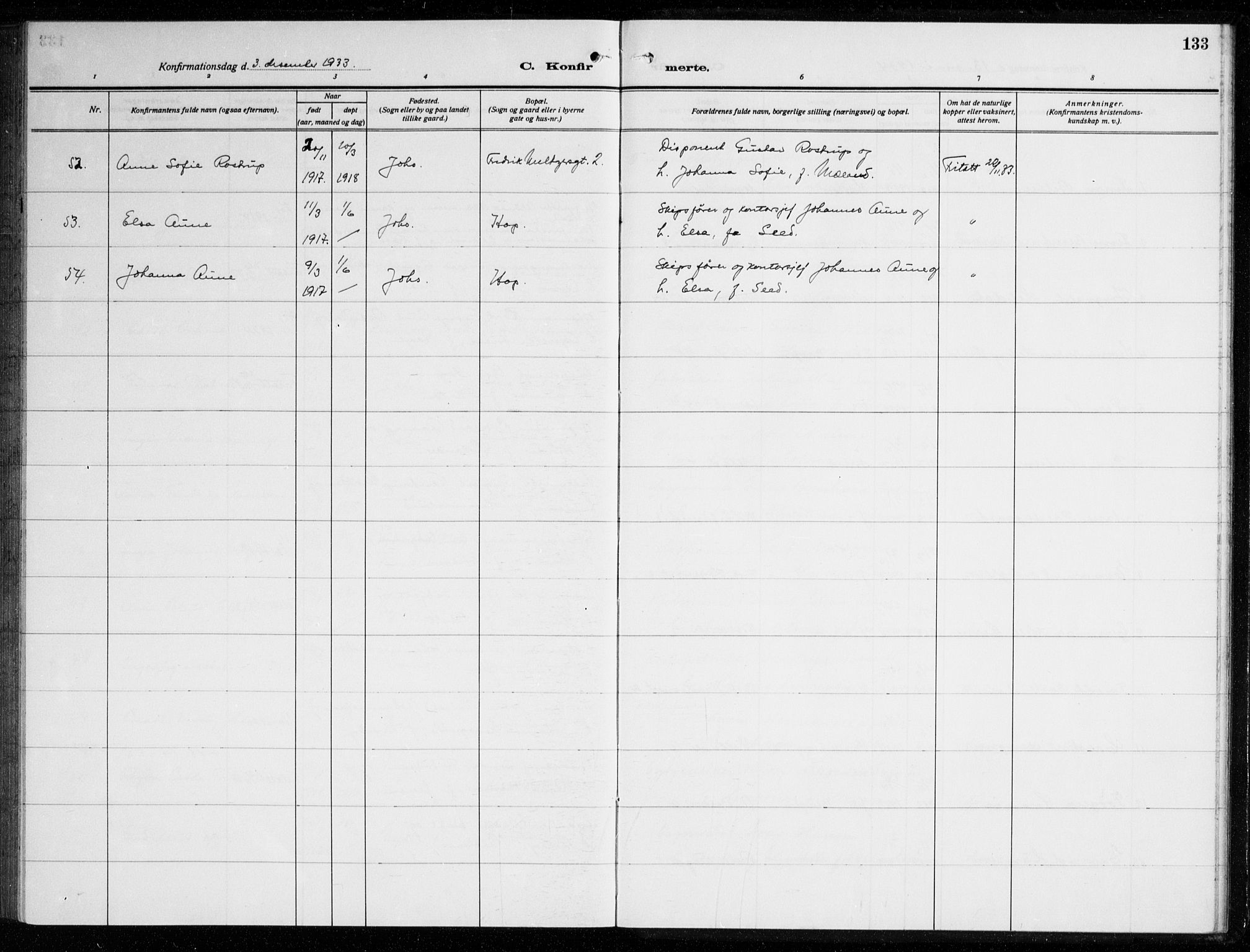 Johanneskirken sokneprestembete, AV/SAB-A-76001/H/Haa/L0010: Parish register (official) no. C 3, 1925-1935, p. 133