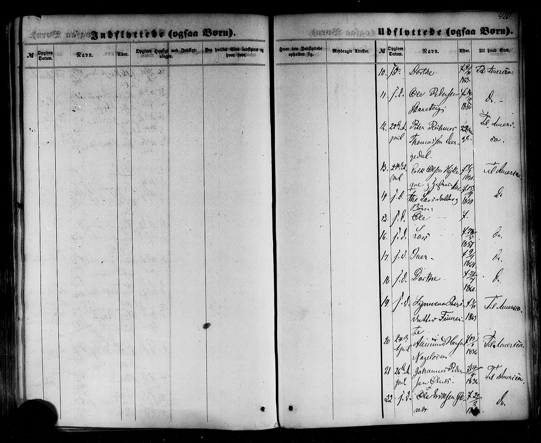 Sogndal sokneprestembete, SAB/A-81301/H/Haa/Haaa/L0013: Parish register (official) no. A 13, 1859-1877, p. 420