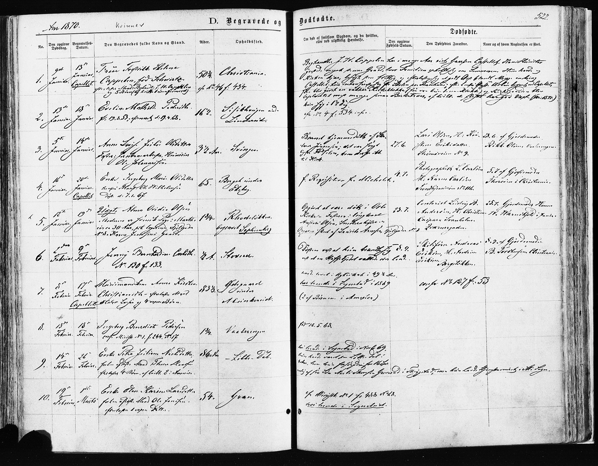 Østre Aker prestekontor Kirkebøker, SAO/A-10840/F/Fa/L0003: Parish register (official) no. I 3, 1869-1875, p. 522