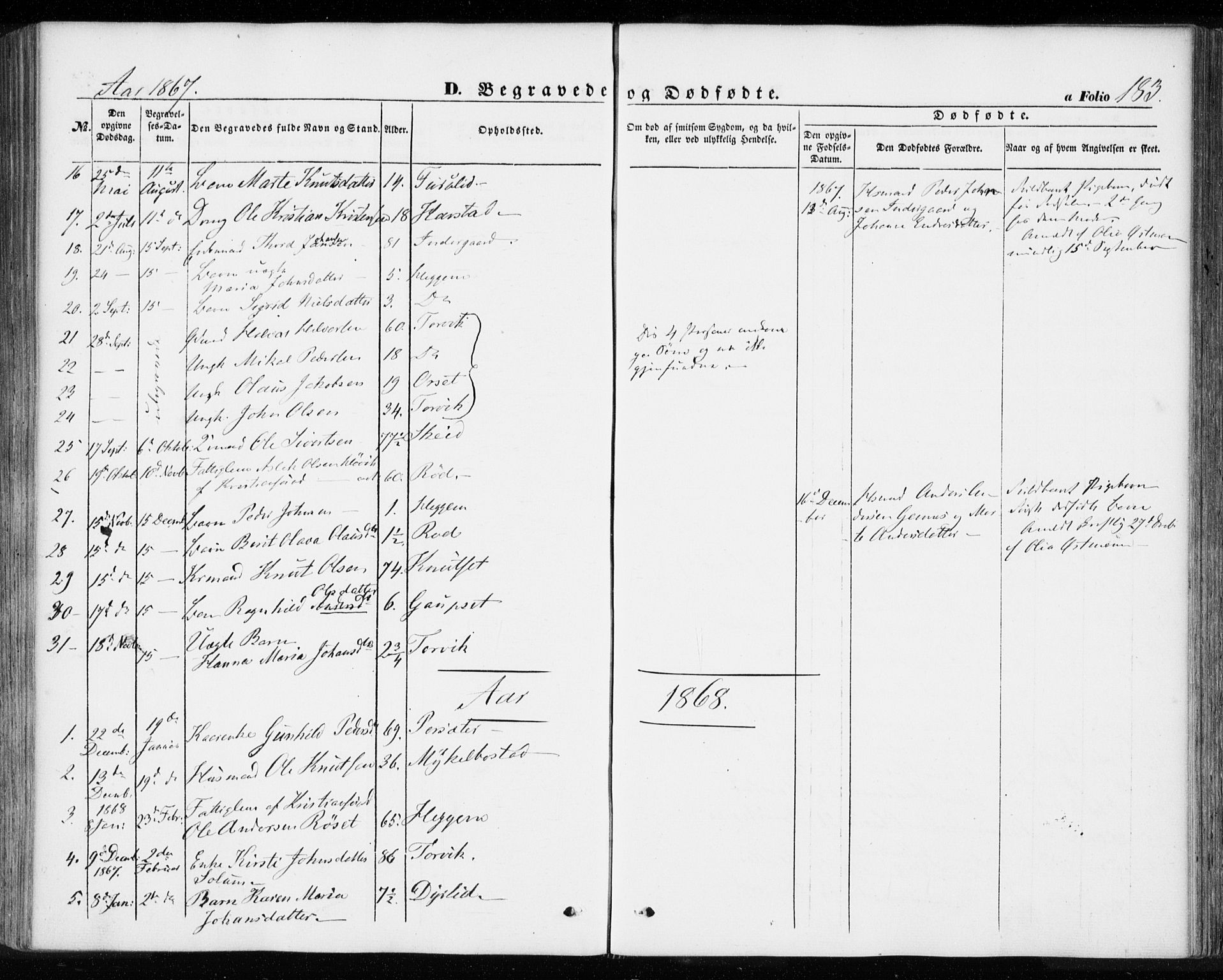 Ministerialprotokoller, klokkerbøker og fødselsregistre - Møre og Romsdal, SAT/A-1454/584/L0965: Parish register (official) no. 584A05, 1857-1868, p. 183