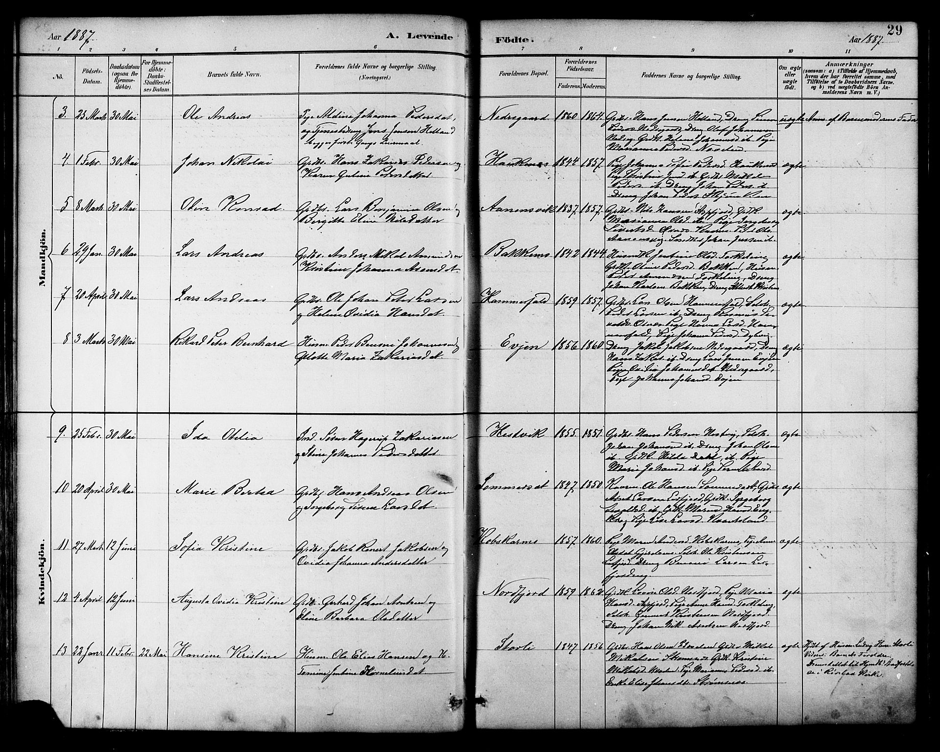 Ministerialprotokoller, klokkerbøker og fødselsregistre - Nordland, AV/SAT-A-1459/854/L0777: Parish register (official) no. 854A01 /1, 1883-1891, p. 29