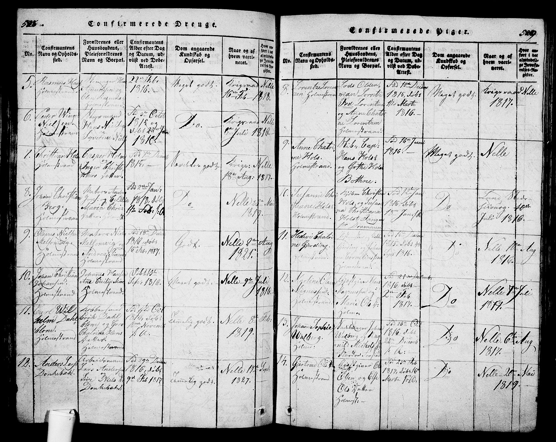 Holmestrand kirkebøker, SAKO/A-346/G/Ga/L0001: Parish register (copy) no. 1, 1814-1848, p. 528-529