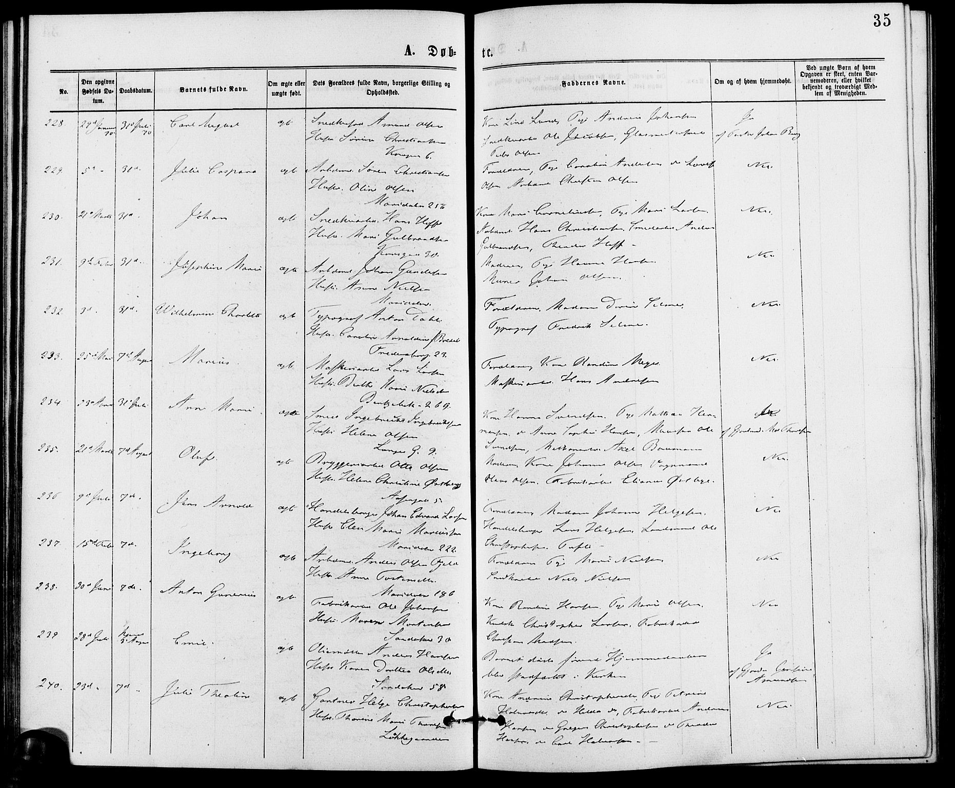 Gamle Aker prestekontor Kirkebøker, AV/SAO-A-10617a/G/L0003: Parish register (copy) no. 3, 1869-1874, p. 35