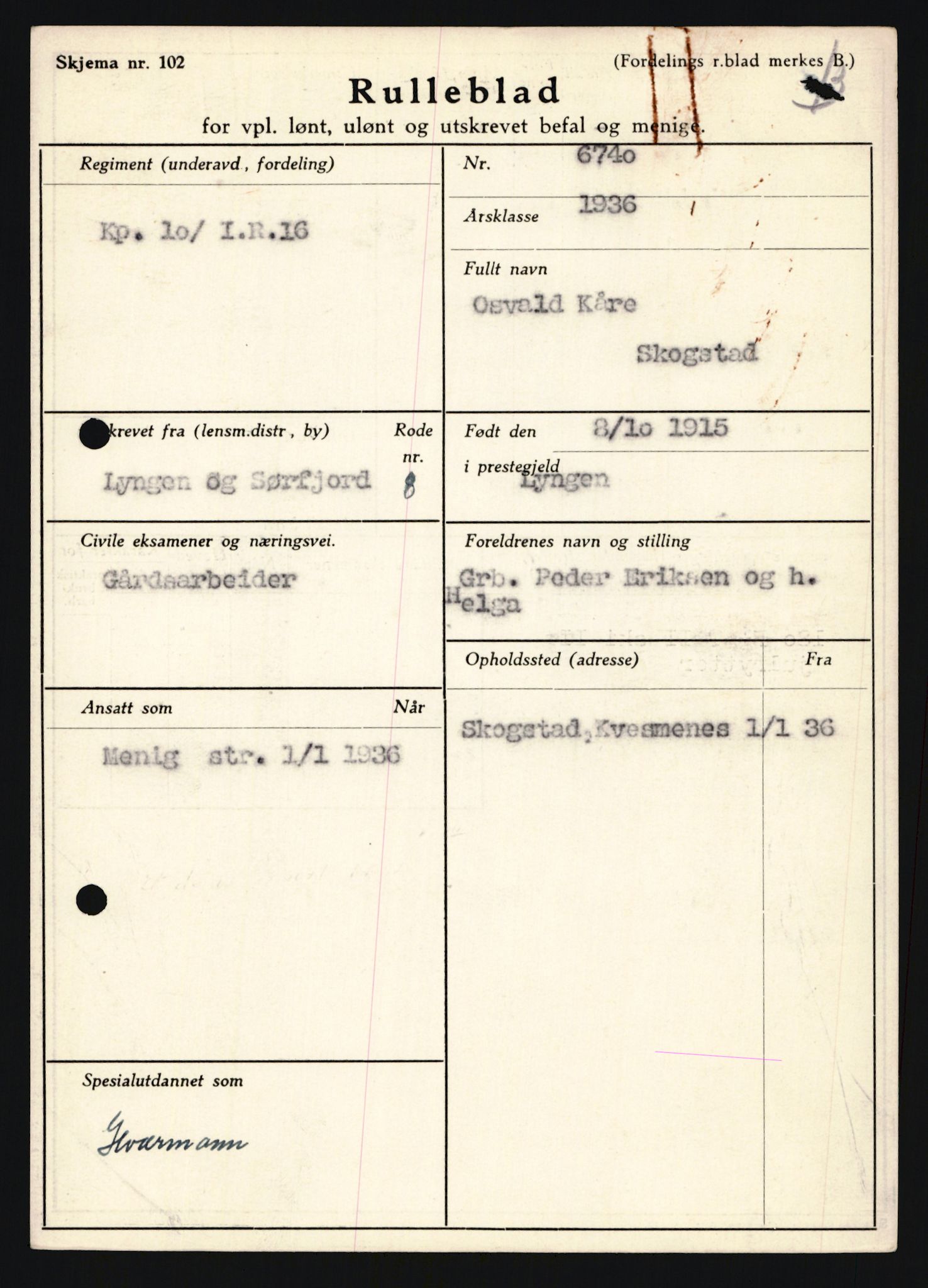 Forsvaret, Troms infanteriregiment nr. 16, AV/RA-RAFA-3146/P/Pa/L0020: Rulleblad for regimentets menige mannskaper, årsklasse 1936, 1936, p. 1216