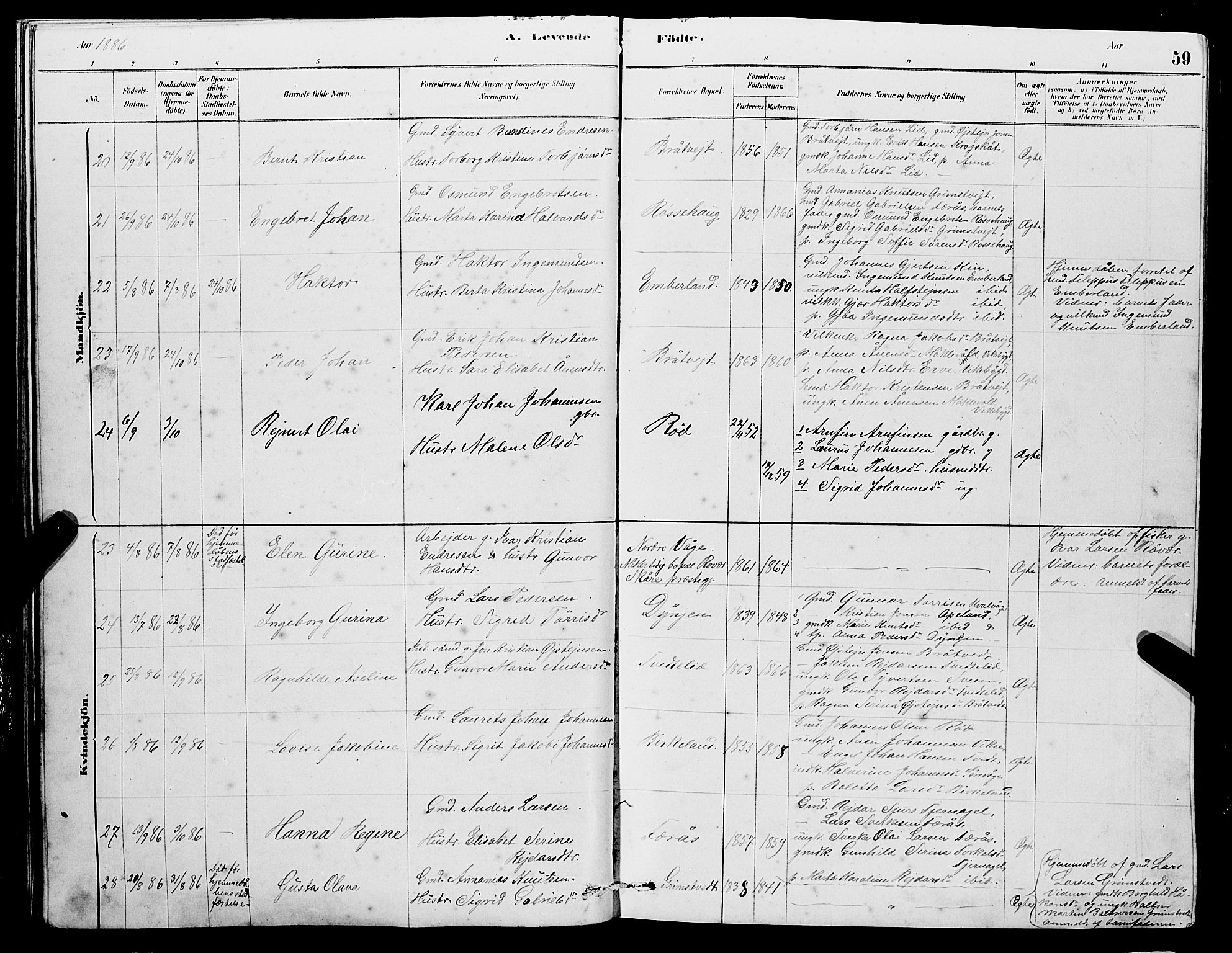 Sveio Sokneprestembete, AV/SAB-A-78501/H/Hab: Parish register (copy) no. A 3, 1878-1896, p. 59