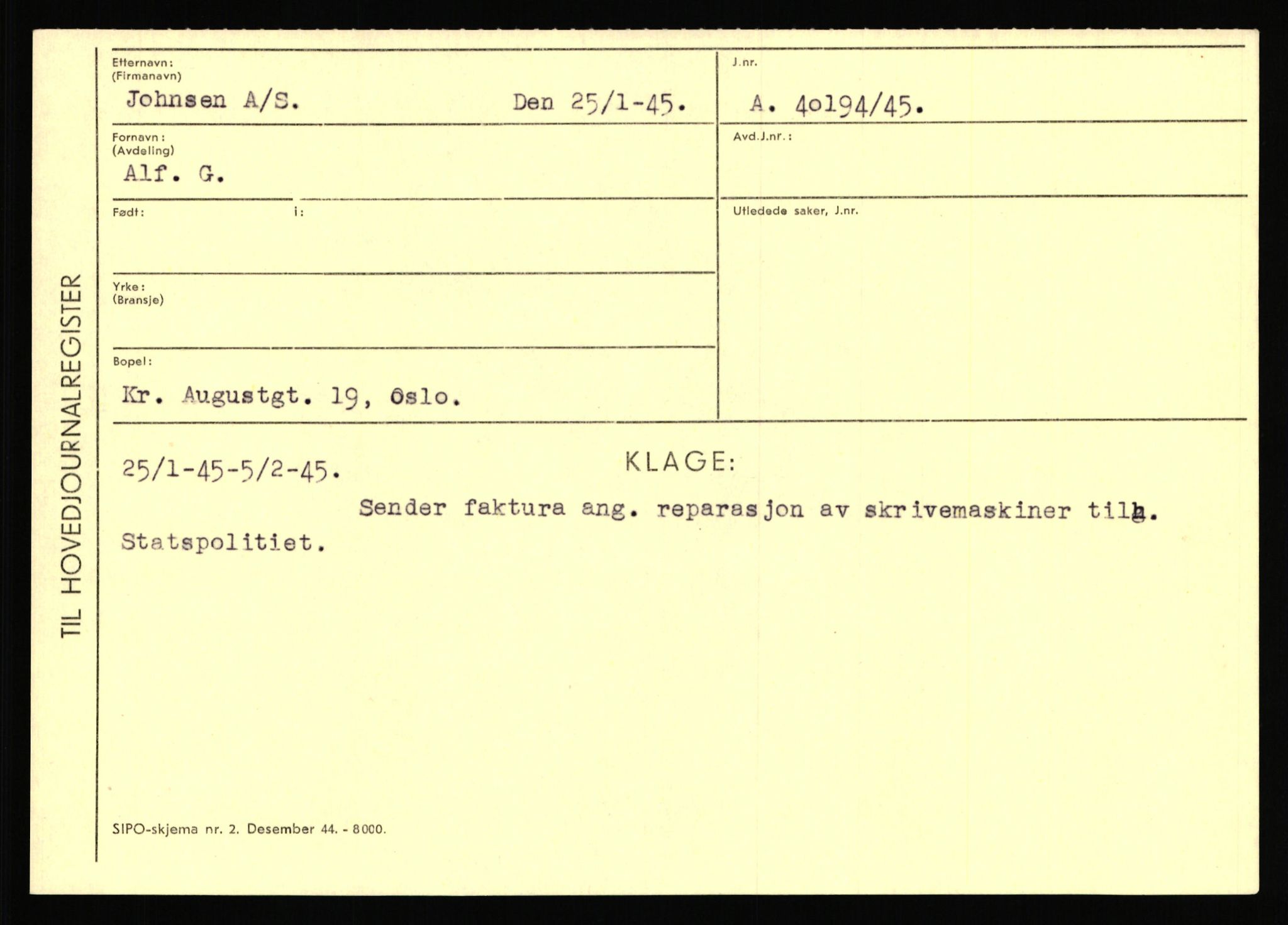 Statspolitiet - Hovedkontoret / Osloavdelingen, AV/RA-S-1329/C/Ca/L0008: Johan(nes)sen - Knoph, 1943-1945, p. 1875