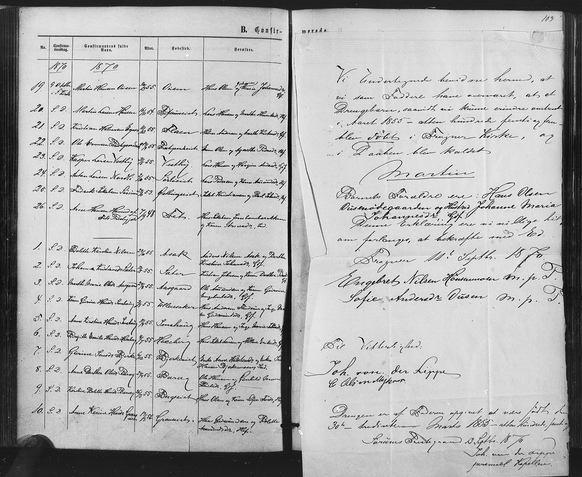 Sørum prestekontor Kirkebøker, SAO/A-10303/F/Fa/L0006: Parish register (official) no. I 6, 1864-1877, p. 103