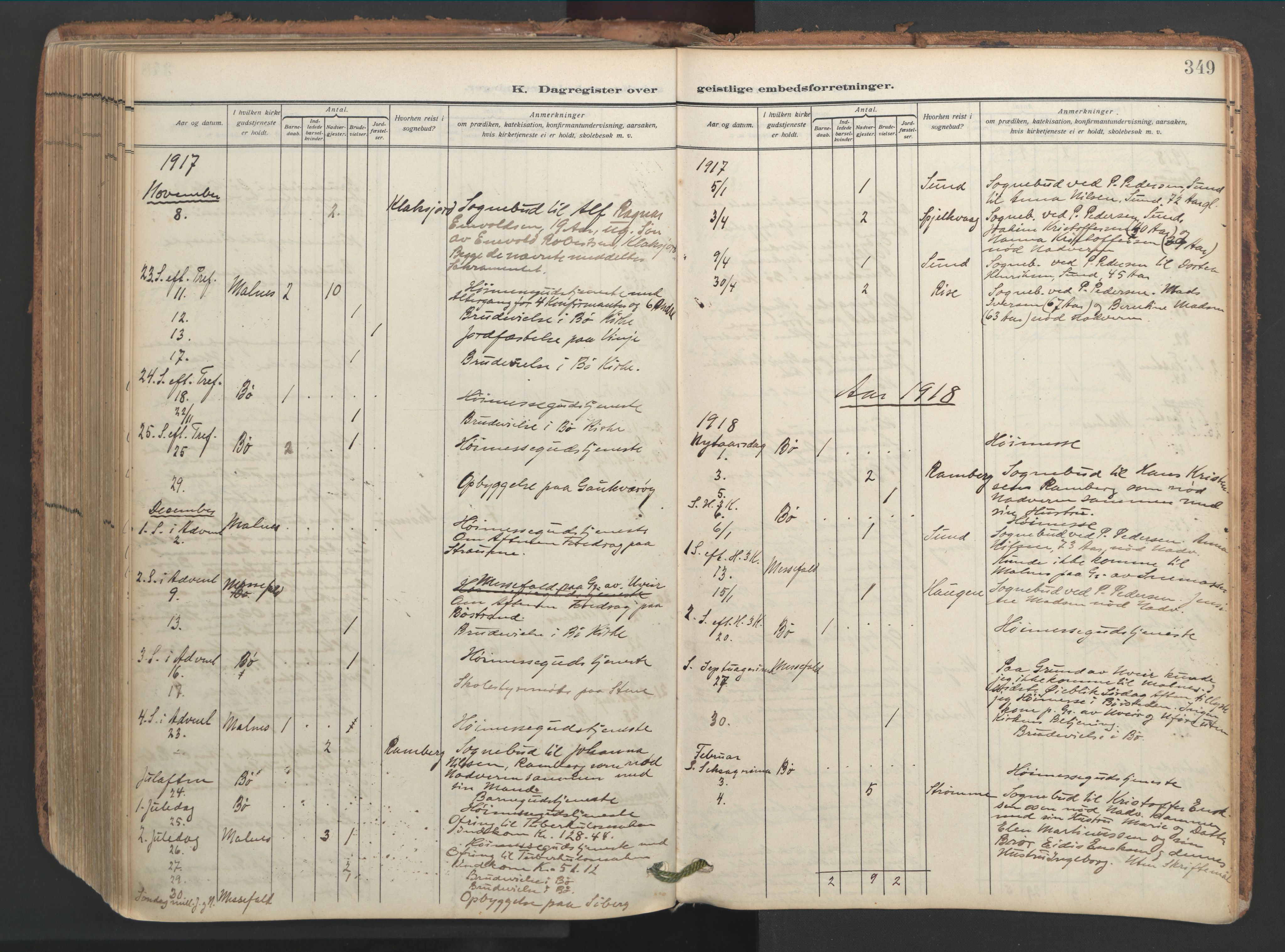 Ministerialprotokoller, klokkerbøker og fødselsregistre - Nordland, SAT/A-1459/891/L1306: Parish register (official) no. 891A11, 1911-1927, p. 349