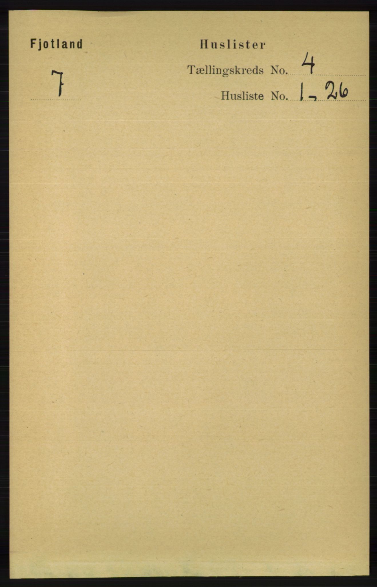 RA, 1891 census for 1036 Fjotland, 1891, p. 499