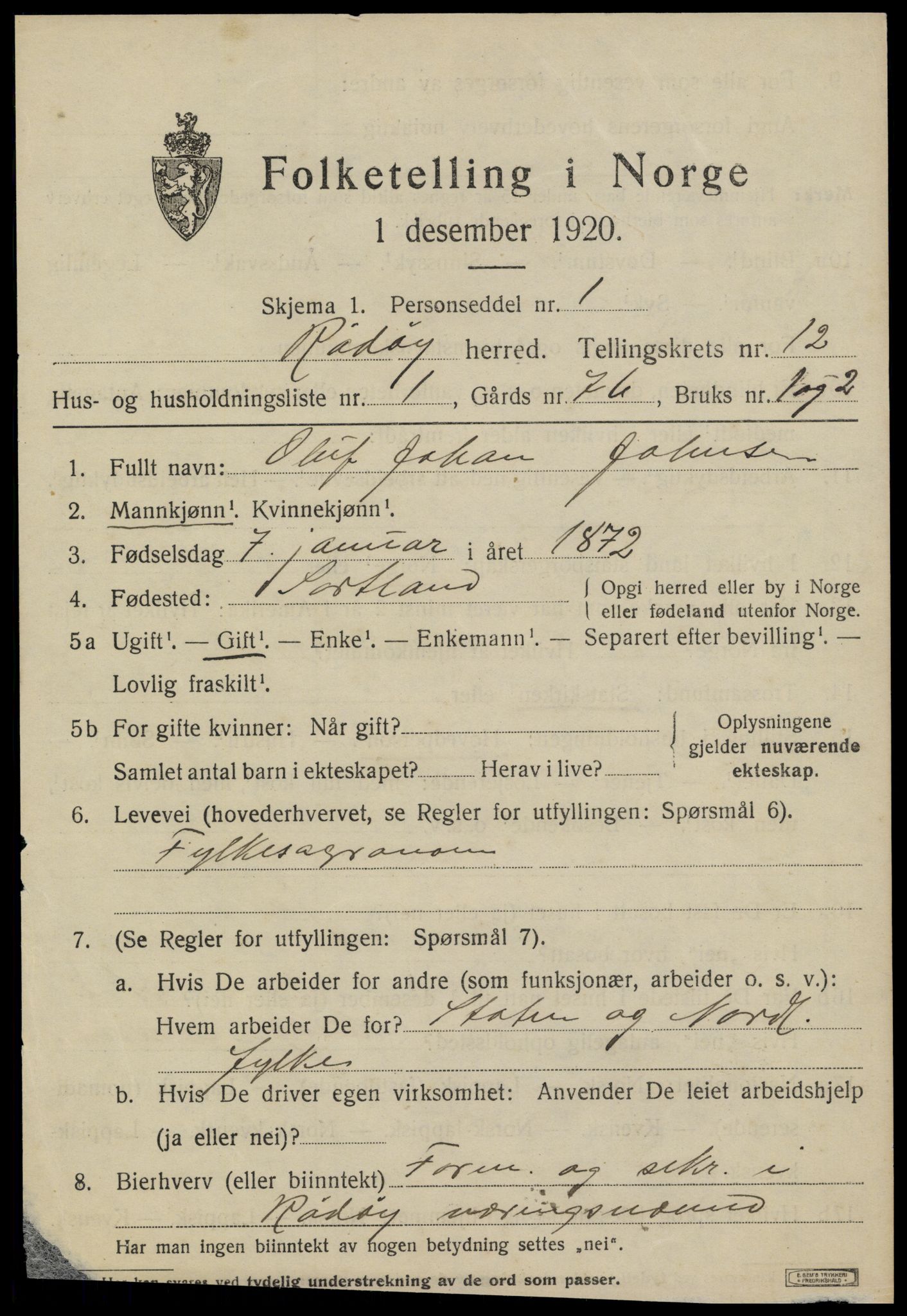 SAT, 1920 census for Rødøy, 1920, p. 6496