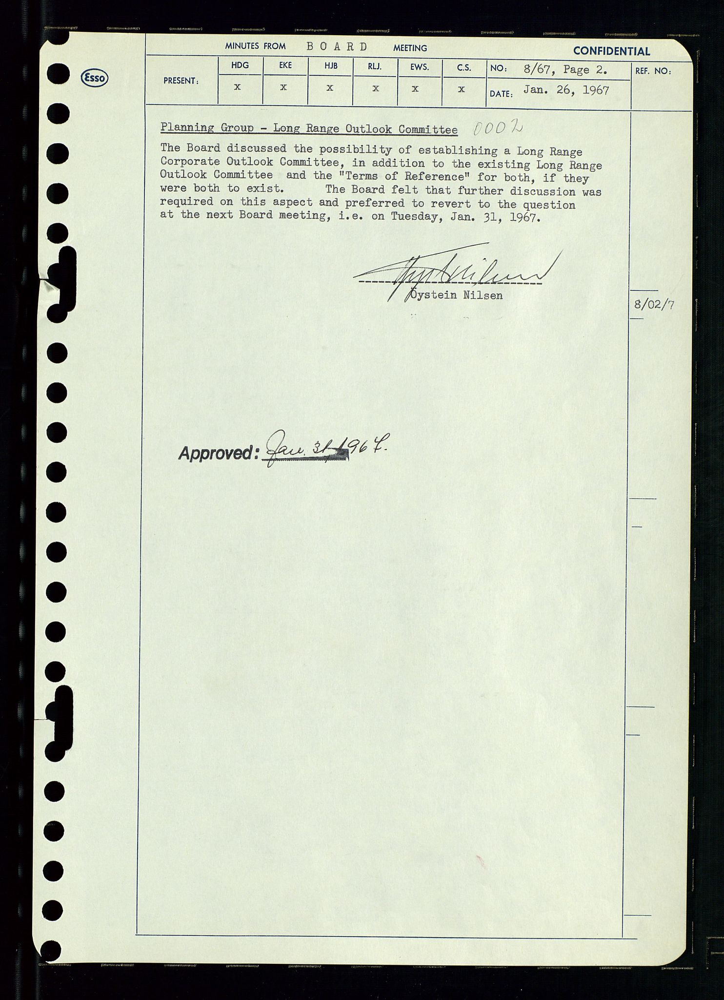 Pa 0982 - Esso Norge A/S, AV/SAST-A-100448/A/Aa/L0002/0003: Den administrerende direksjon Board minutes (styrereferater) / Den administrerende direksjon Board minutes (styrereferater), 1967, p. 16