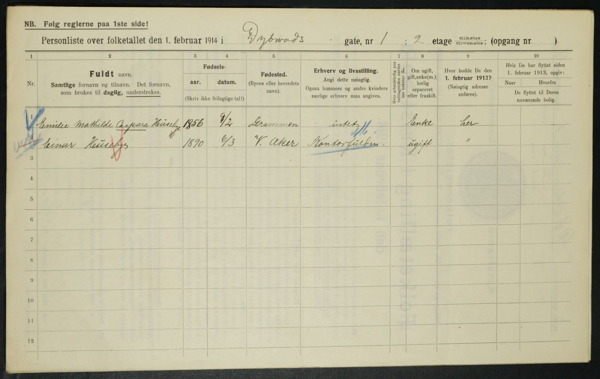OBA, Municipal Census 1914 for Kristiania, 1914, p. 17633