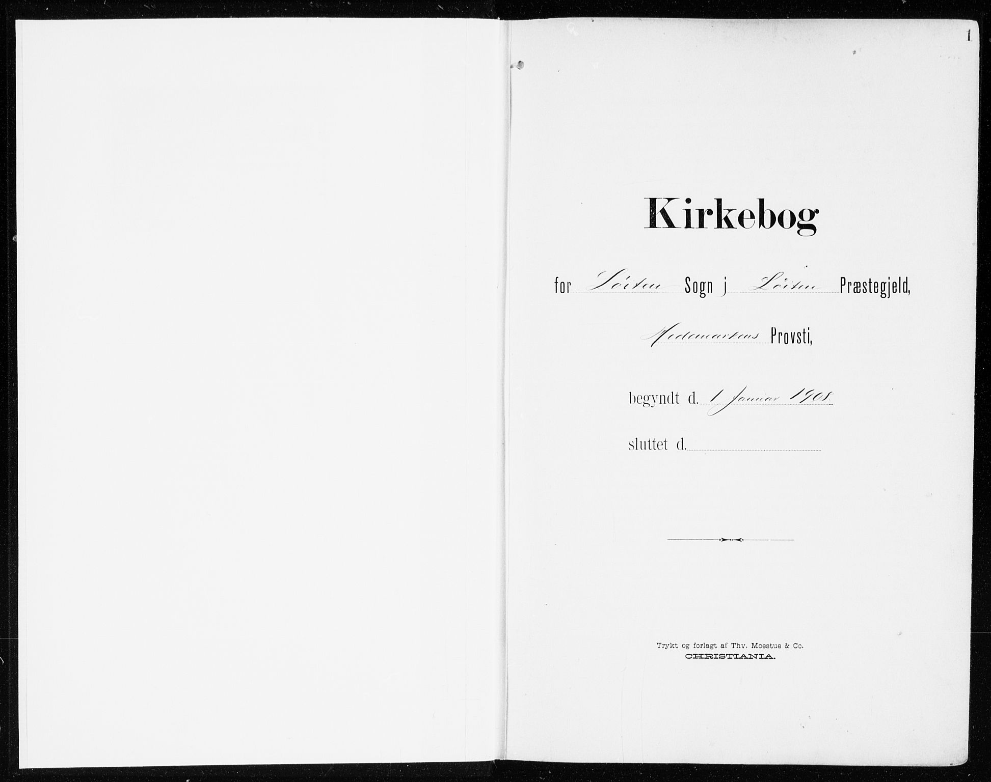 Løten prestekontor, SAH/PREST-022/K/Ka/L0011: Parish register (official) no. 11, 1908-1917, p. 1