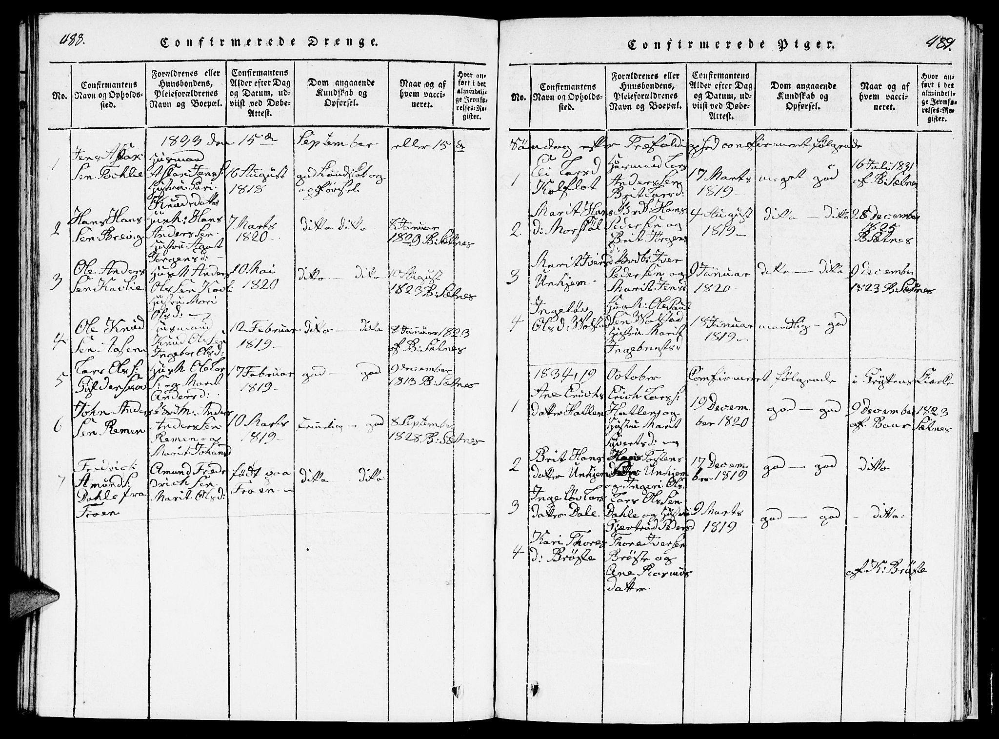 Ministerialprotokoller, klokkerbøker og fødselsregistre - Møre og Romsdal, SAT/A-1454/545/L0587: Parish register (copy) no. 545C01, 1818-1836, p. 488-489