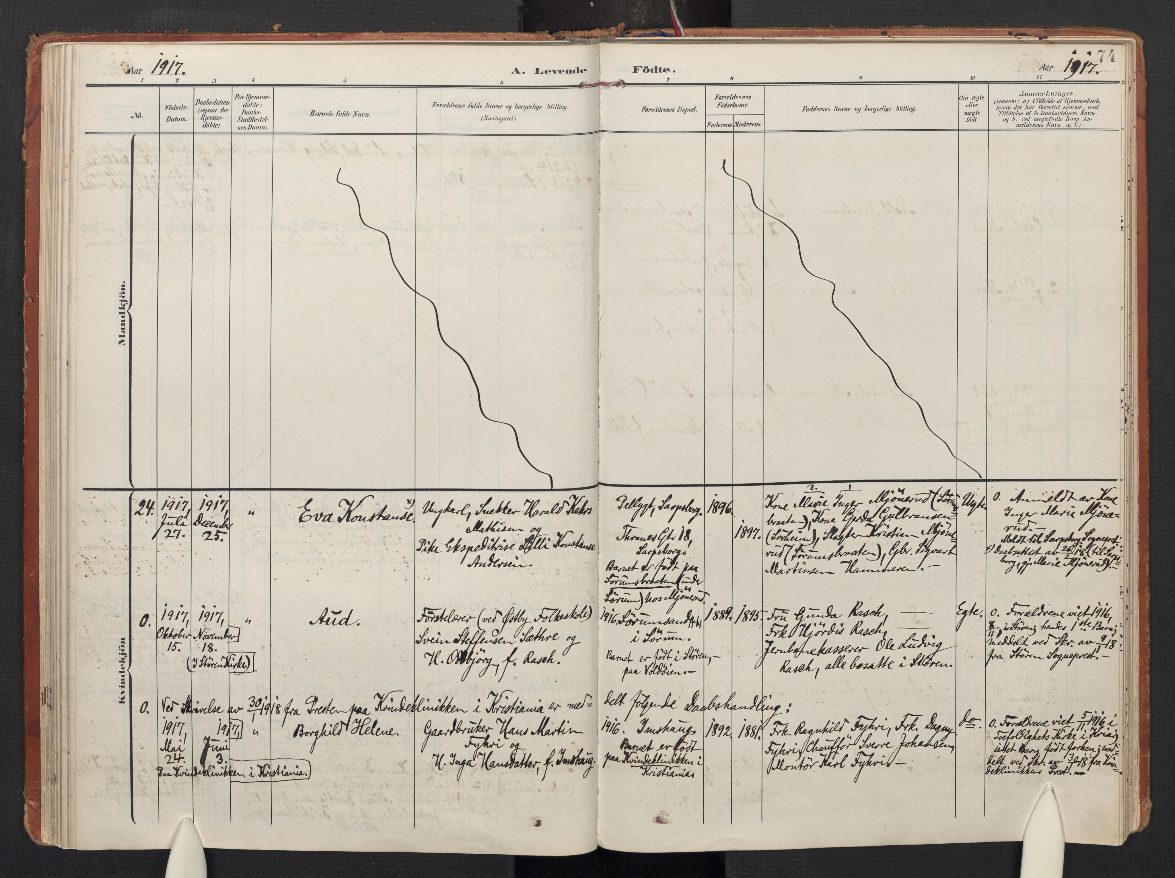 Sørum prestekontor Kirkebøker, AV/SAO-A-10303/F/Fa/L0010: Parish register (official) no. I 10, 1907-1925, p. 74