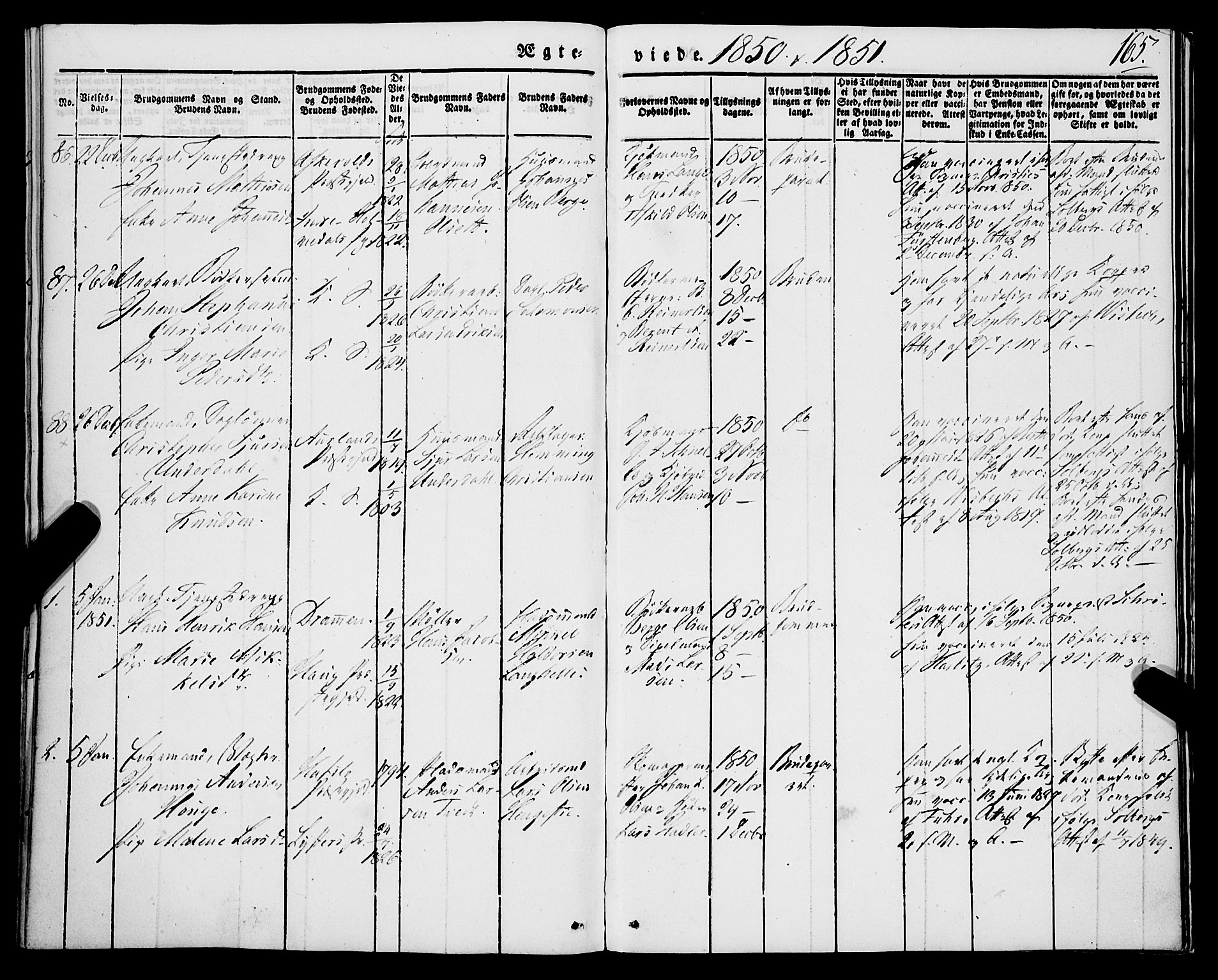 Korskirken sokneprestembete, SAB/A-76101/H/Haa/L0034: Parish register (official) no. D 1, 1832-1852, p. 165
