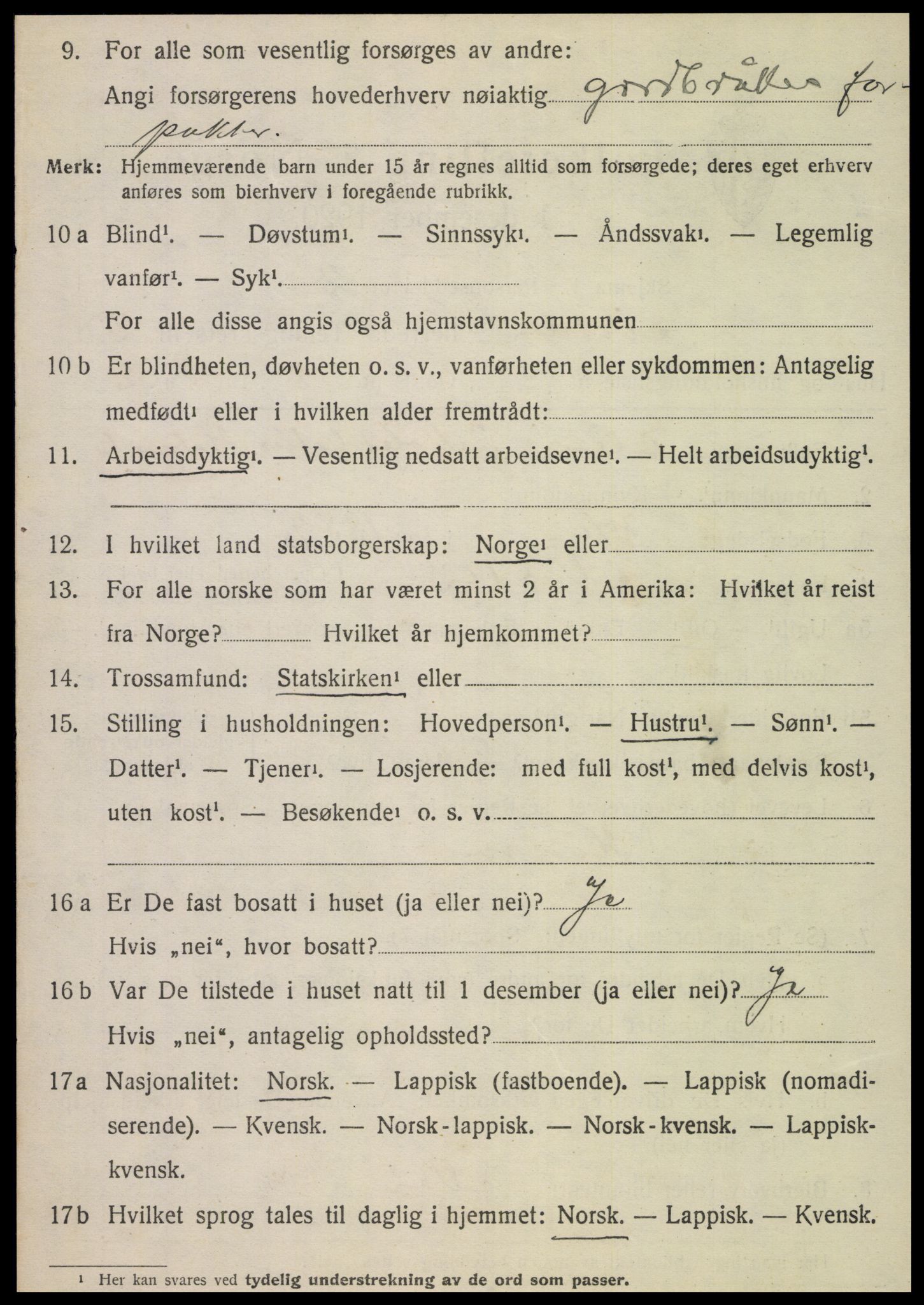 SAT, 1920 census for Nordli, 1920, p. 1390