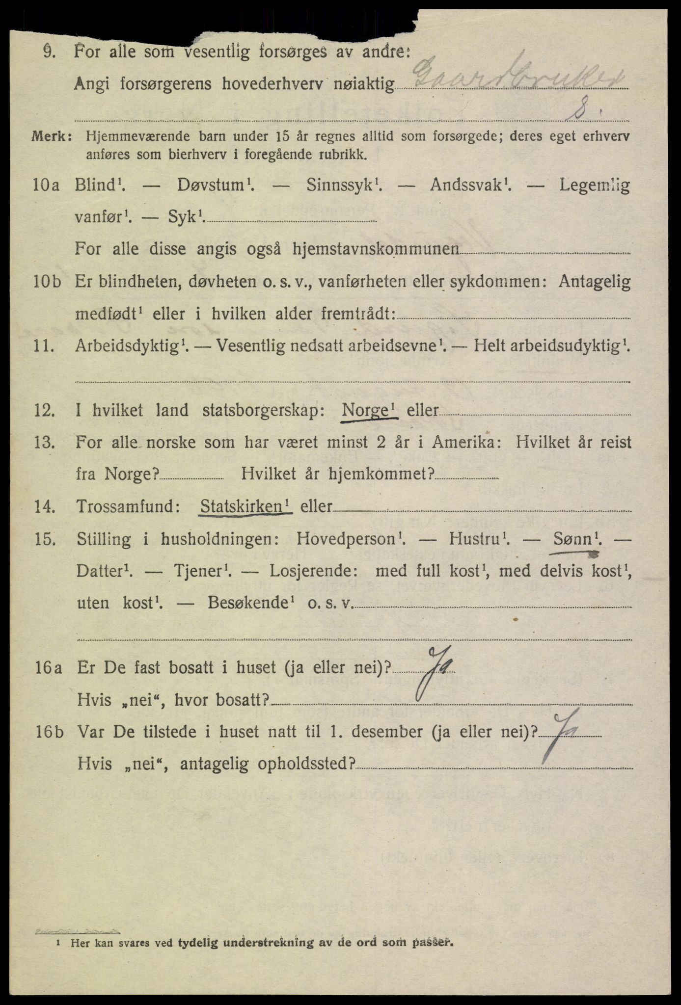 SAK, 1920 census for Vegusdal, 1920, p. 636