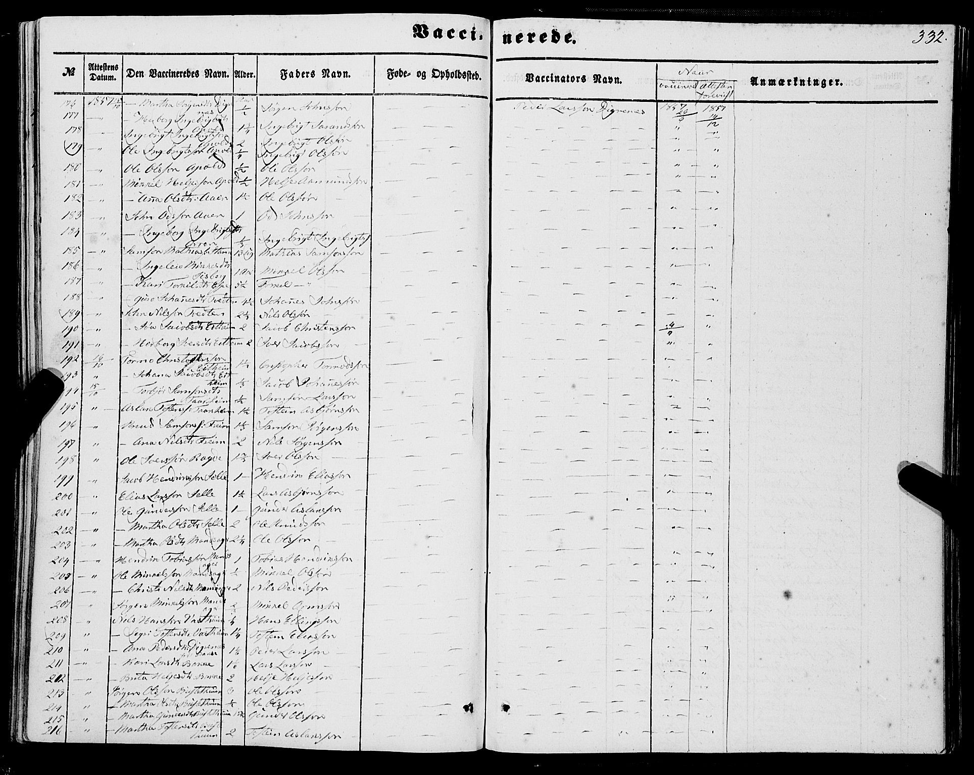 Ullensvang sokneprestembete, SAB/A-78701/H/Haa: Parish register (official) no. A 11, 1854-1866, p. 332