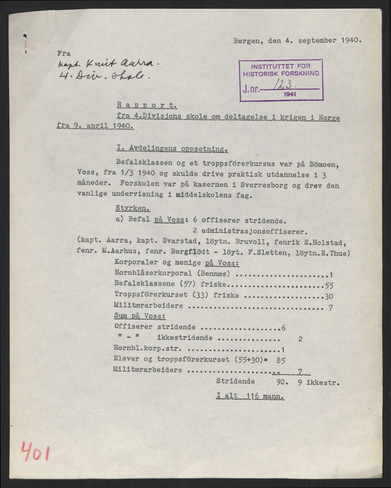 Forsvaret, Forsvarets krigshistoriske avdeling, AV/RA-RAFA-2017/Y/Yb/L0100: II-C-11-401-402  -  4. Divisjon., 1940-1962, p. 138
