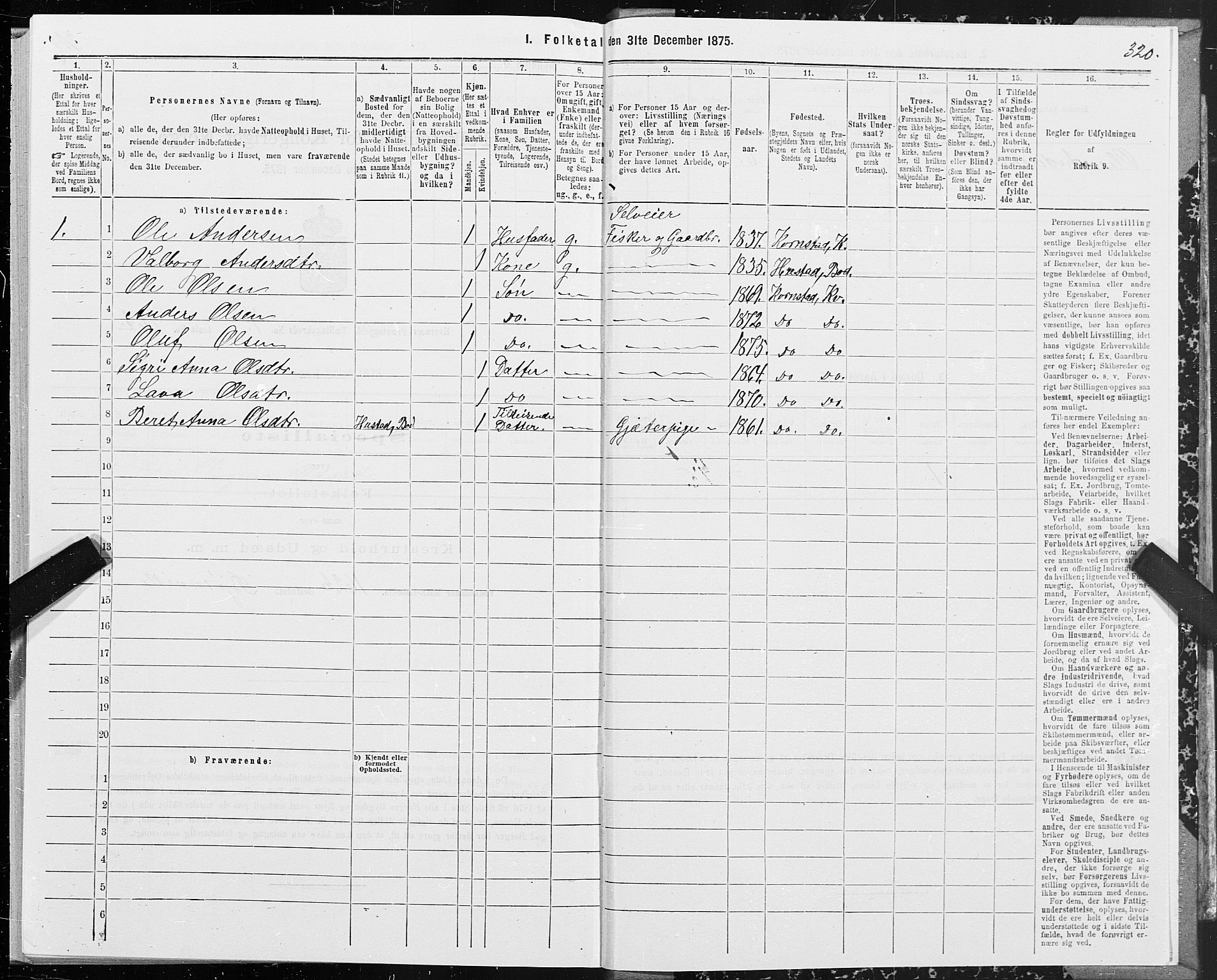 SAT, 1875 census for 1553P Kvernes, 1875, p. 2320