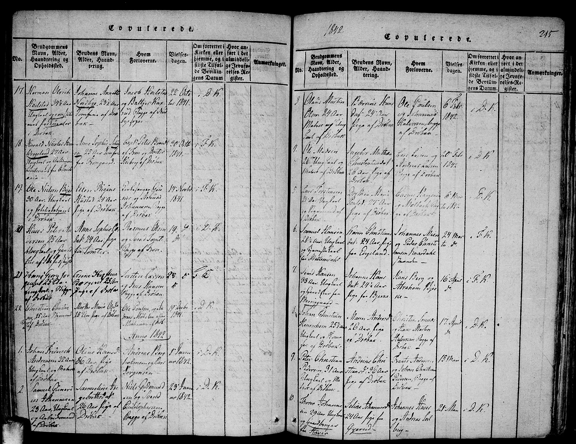 Drøbak prestekontor Kirkebøker, SAO/A-10142a/F/Fa/L0001: Parish register (official) no. I 1, 1816-1842, p. 215